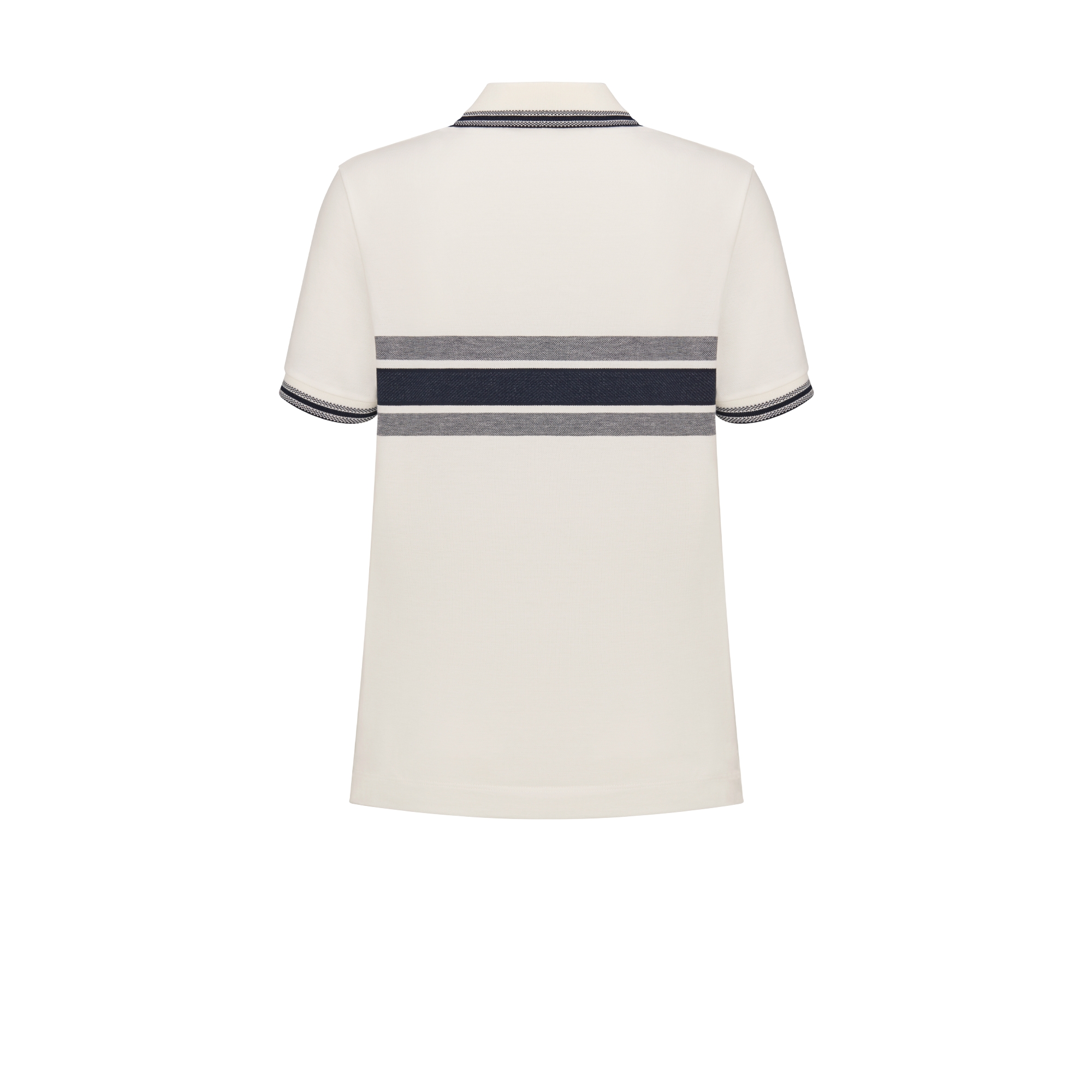 Polo Witte en marineblauwe katoenjersey E08
