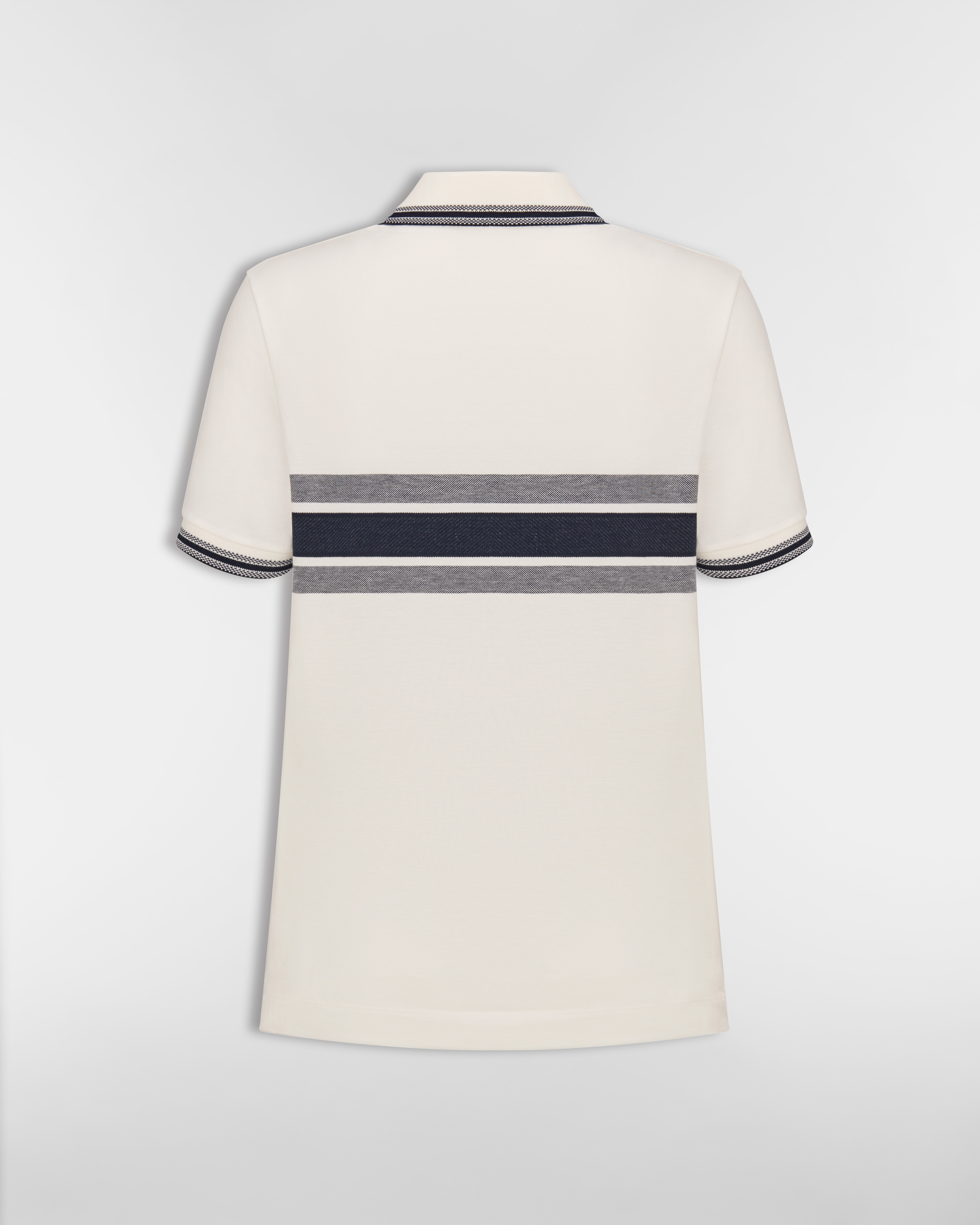 Poloshirt Baumwolljersey in Weiß und Marineblau E08