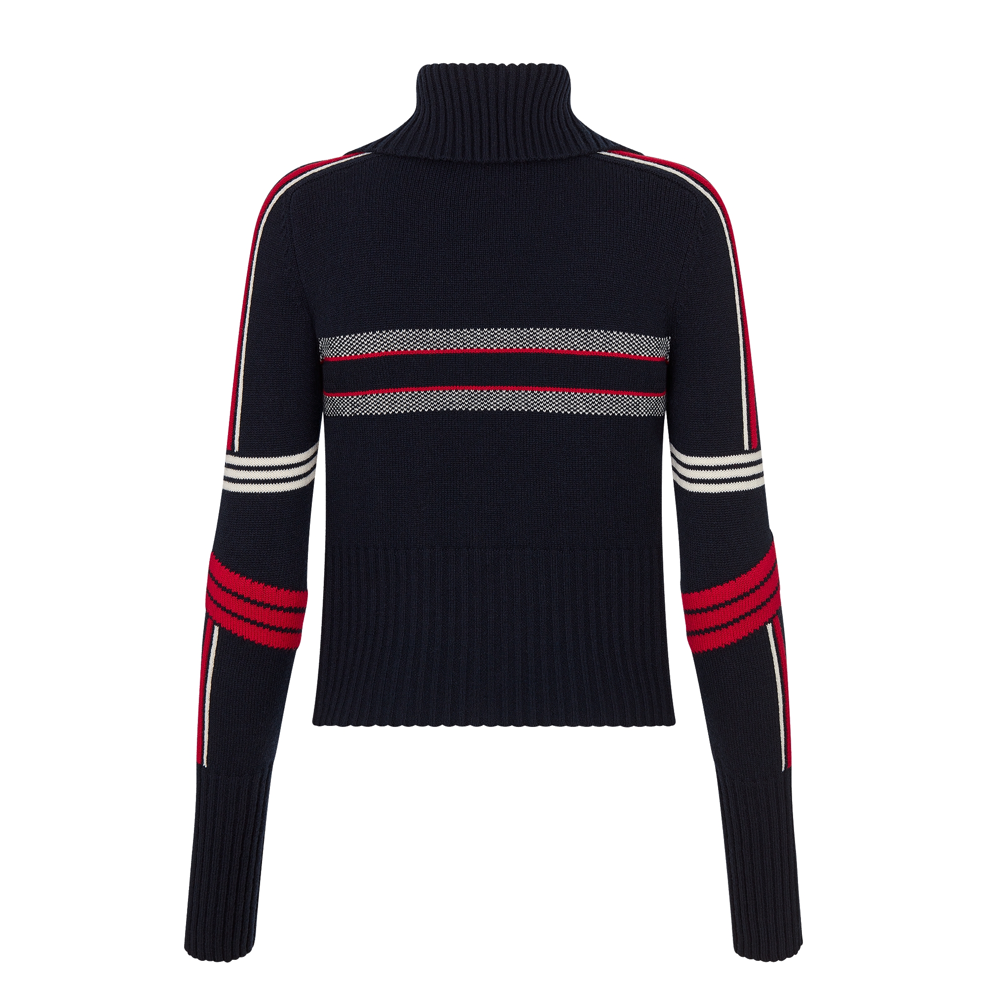 DiorAlps Mock Neck Sweater Navy Blue Virgin Wool and Cashmere Knit with Three-Tone Dior Star Motif E08