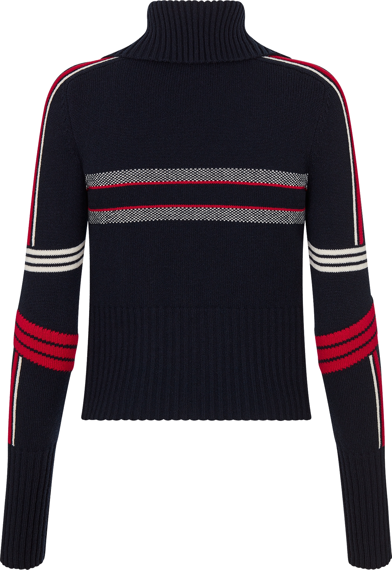 DiorAlps Mock Neck Sweater Navy Blue Virgin Wool and Cashmere Knit with Three Tone Dior Star Motif DIOR