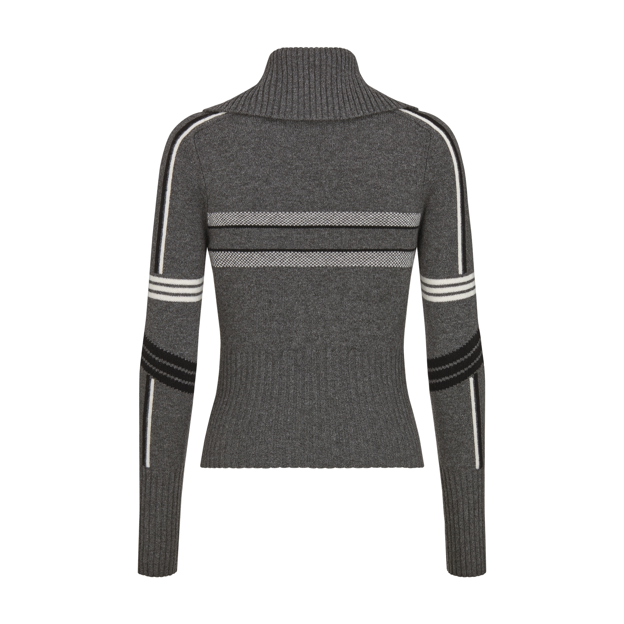 DiorAlps Mock Neck Sweater Gray Virgin Wool and Cashmere Knit with White Dior Star Motif E08