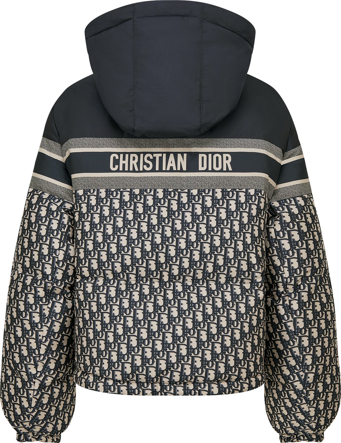 Reversible Cropped Puffer Jacket Blue and Ecru Dior Oblique Quilted Technical Taffeta DIOR