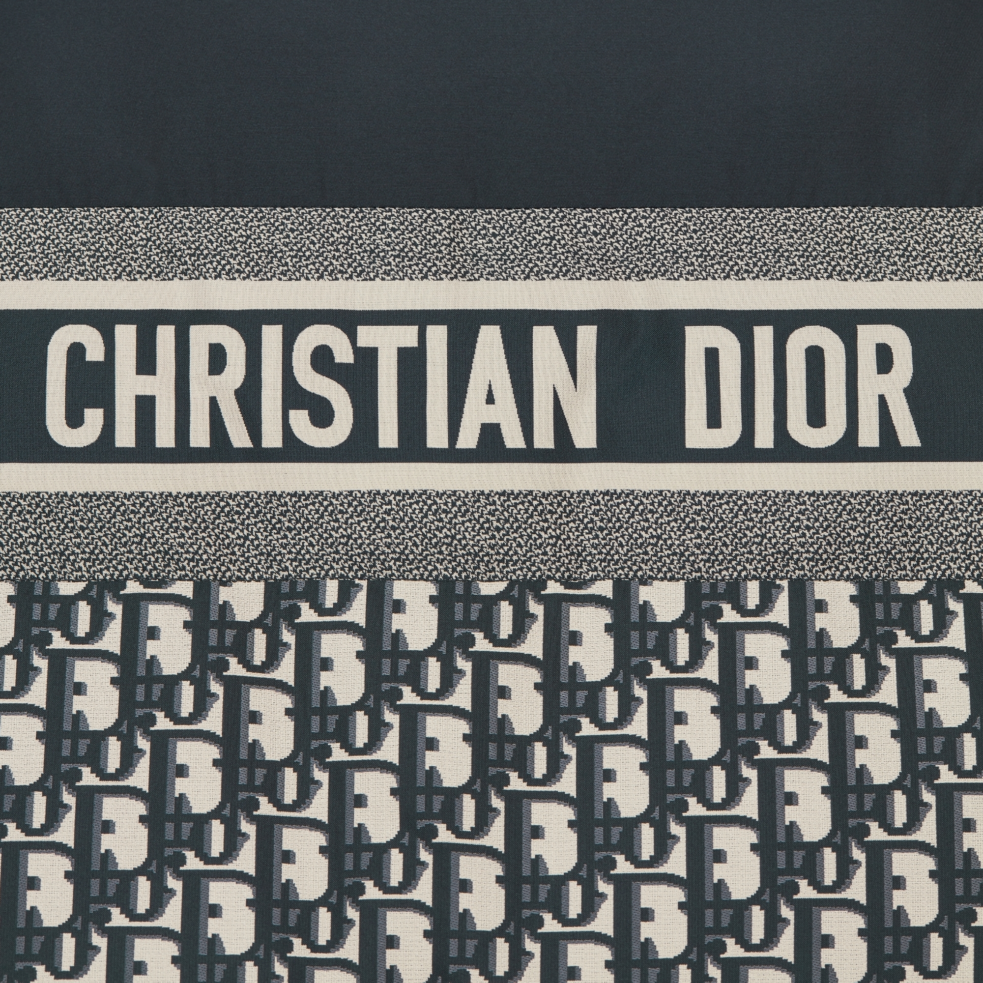 雙面短版夾棉外套 藍色和米白色 Dior Oblique 縫製科技塔夫綢 E09