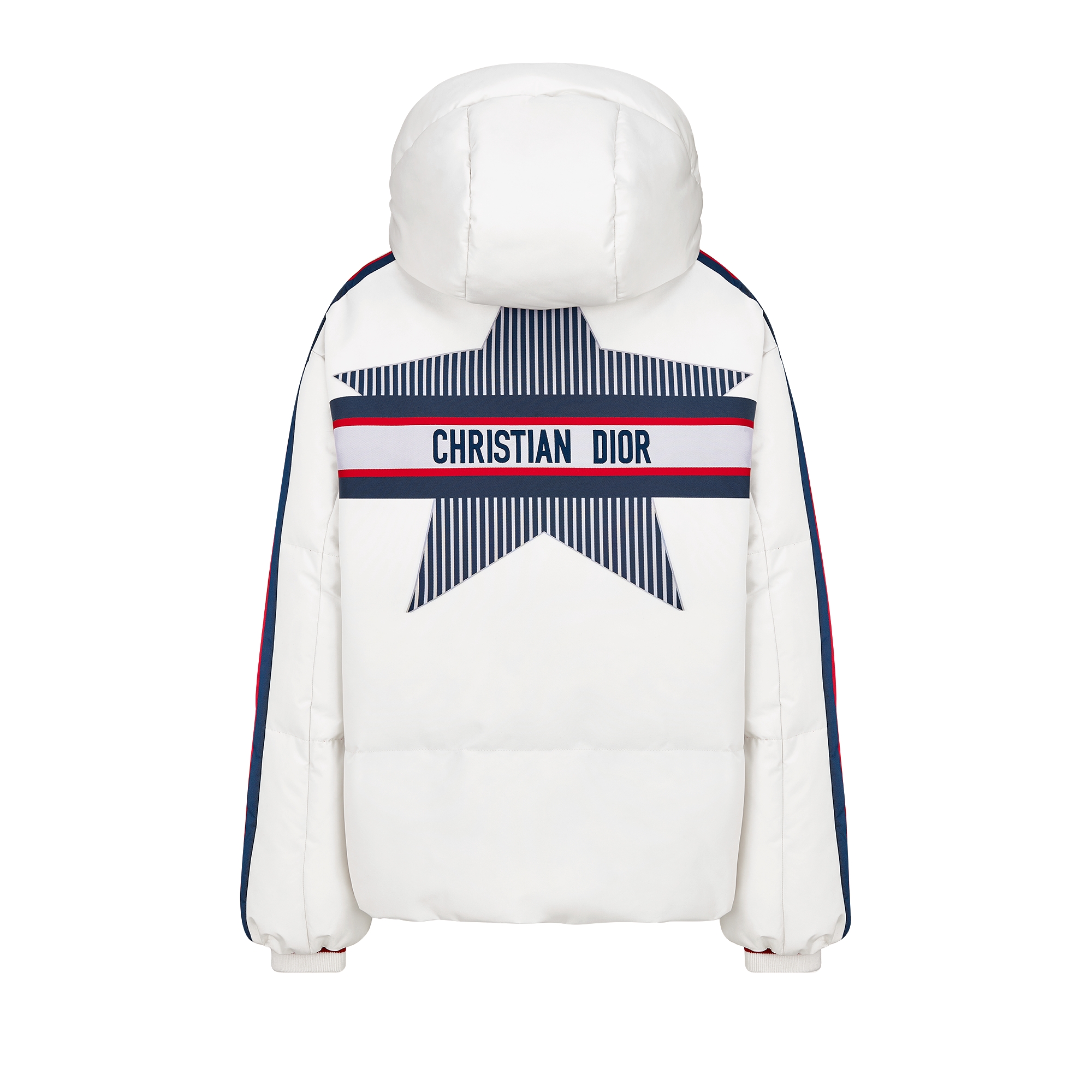 DiorAlps Hooded Puffer Jacket White Three-Tone Quilted Technical Taffeta with Dior Star Motif E08