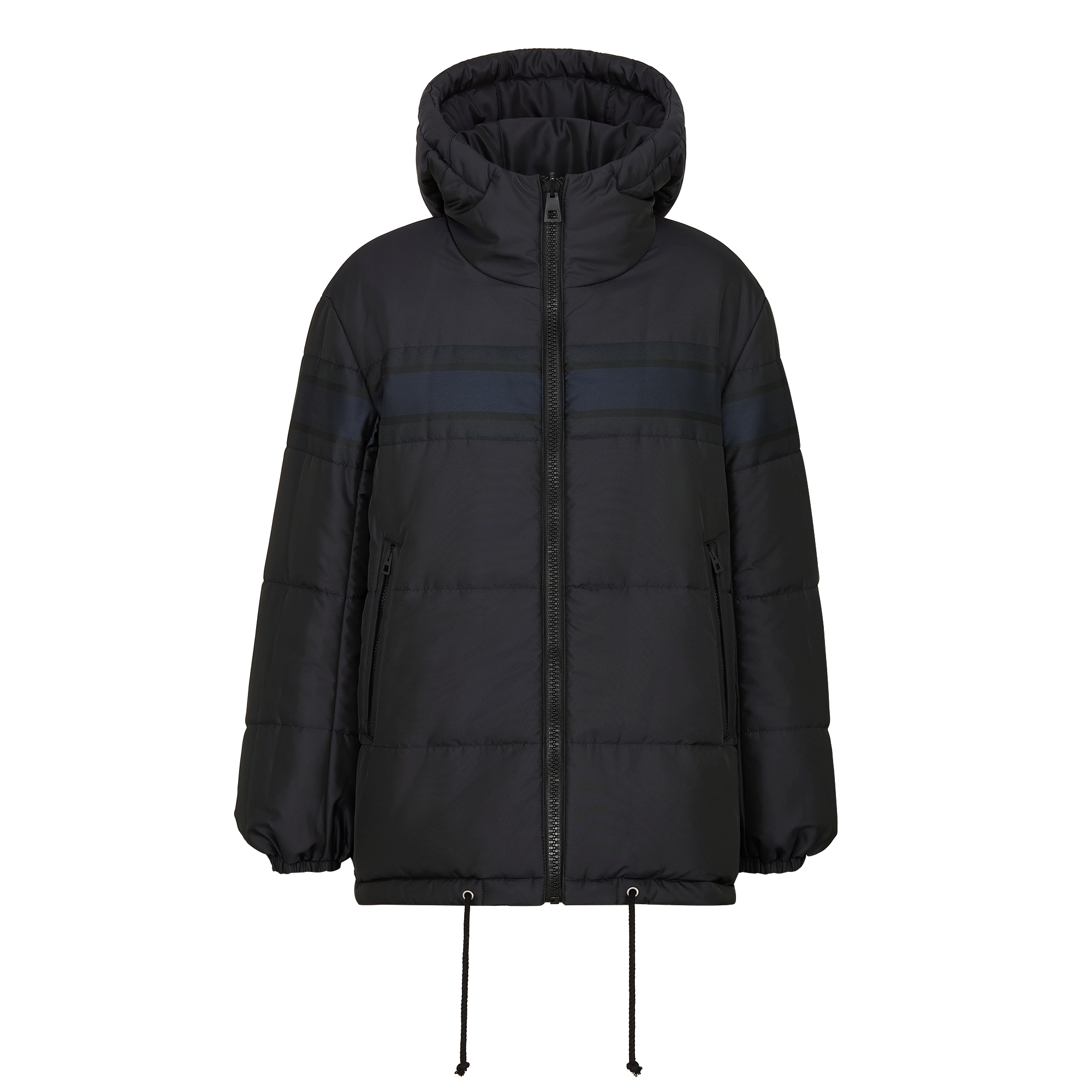 Reversible Long Puffer Jacket Blue and Ecru Dior Oblique Quilted Technical Taffeta E10