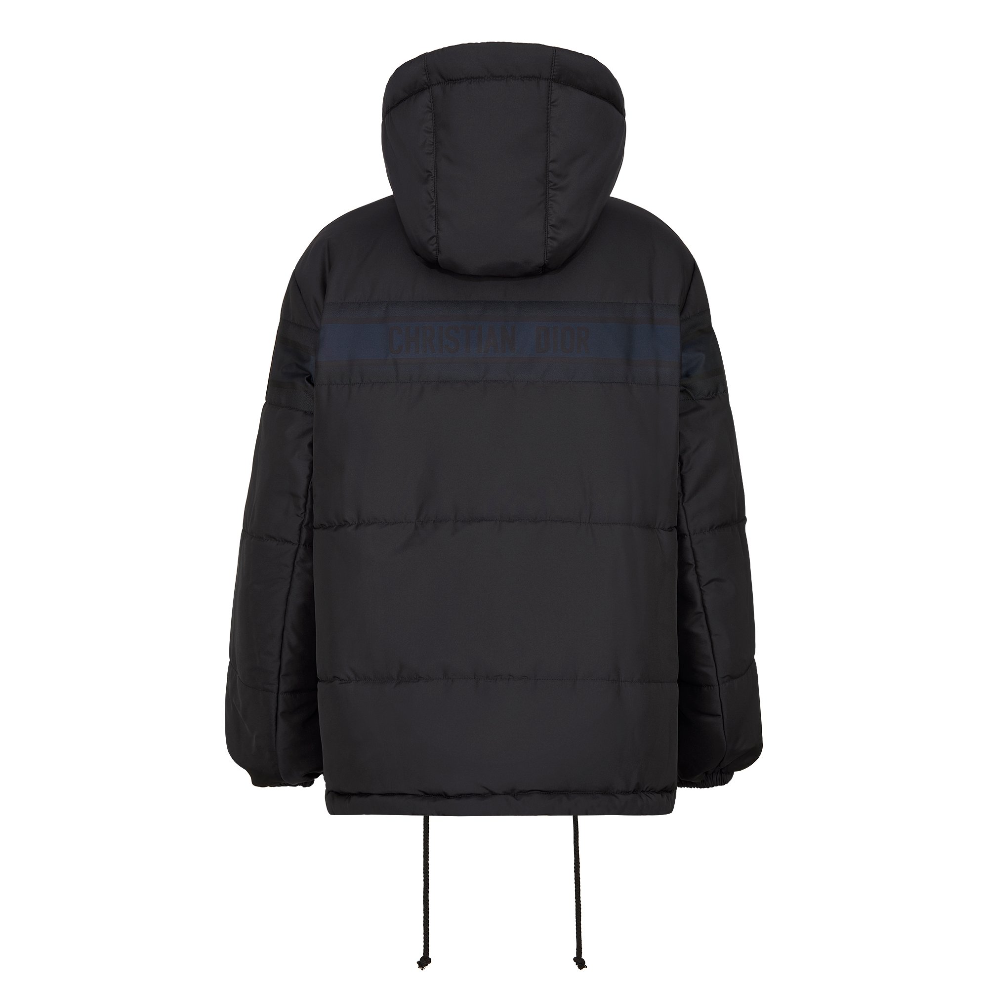 Reversible Long Puffer Jacket Blue and Ecru Dior Oblique Quilted Technical Taffeta DIOR