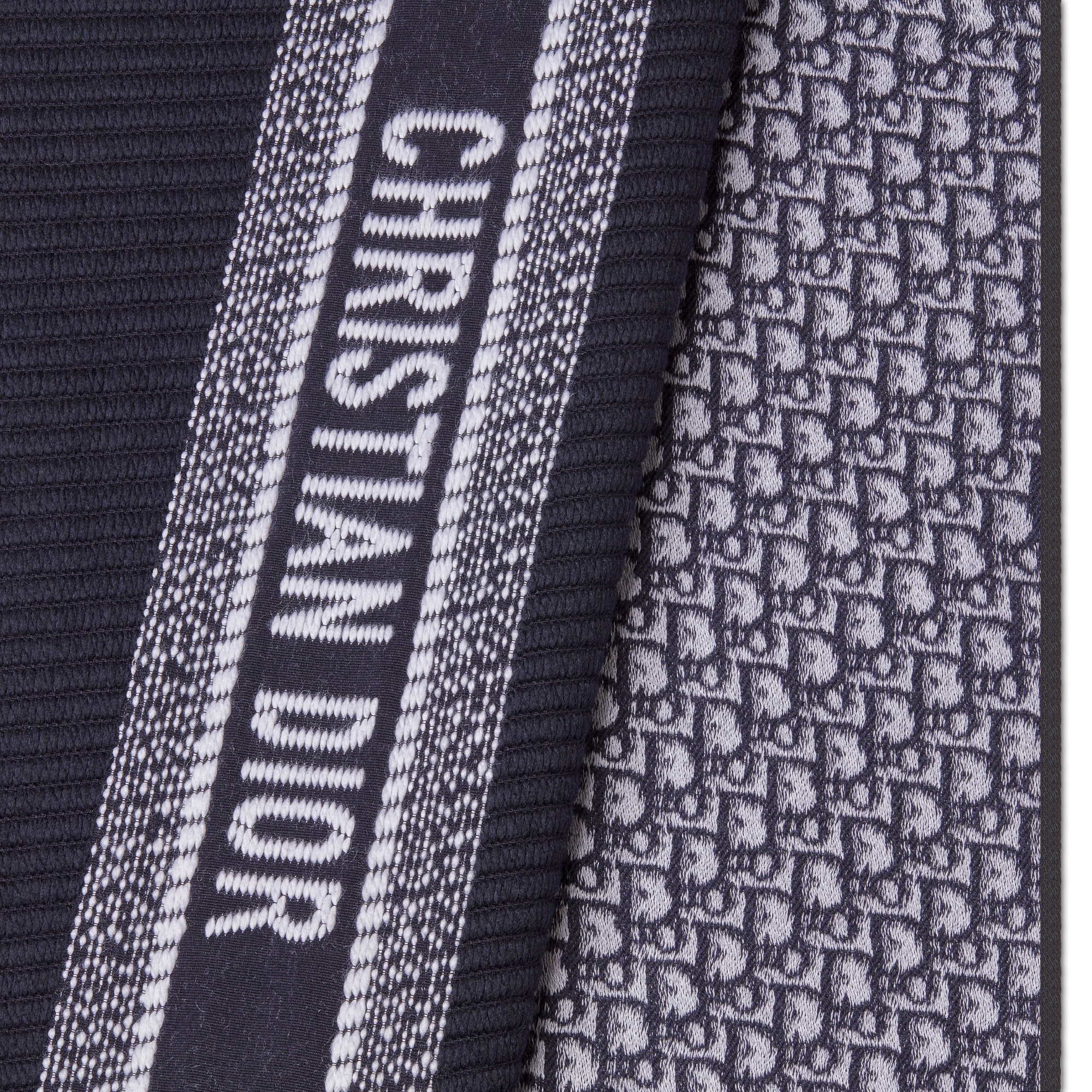 Bufanda reversible Dior Oblique University Lana y seda azul marino E09