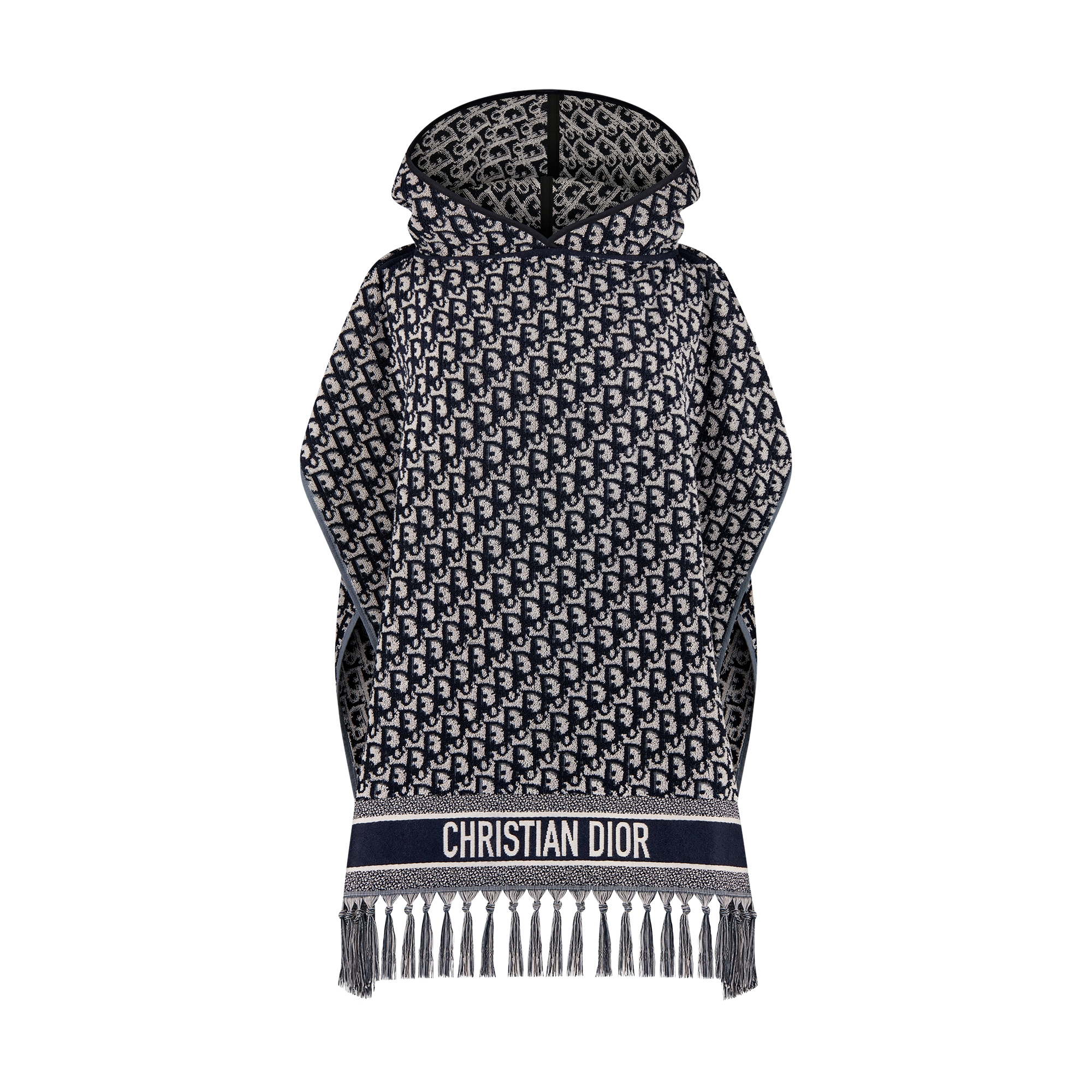 Dior Oblique Hooded Poncho Navy Blue Cotton E01