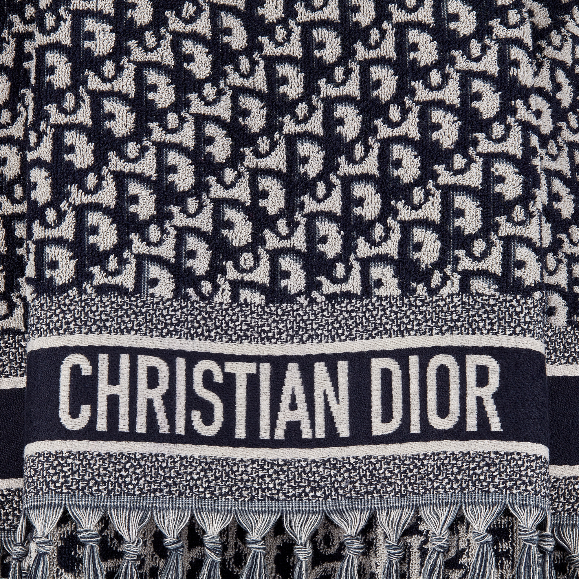 Dior Oblique Hooded Poncho Navy Blue Cotton E09