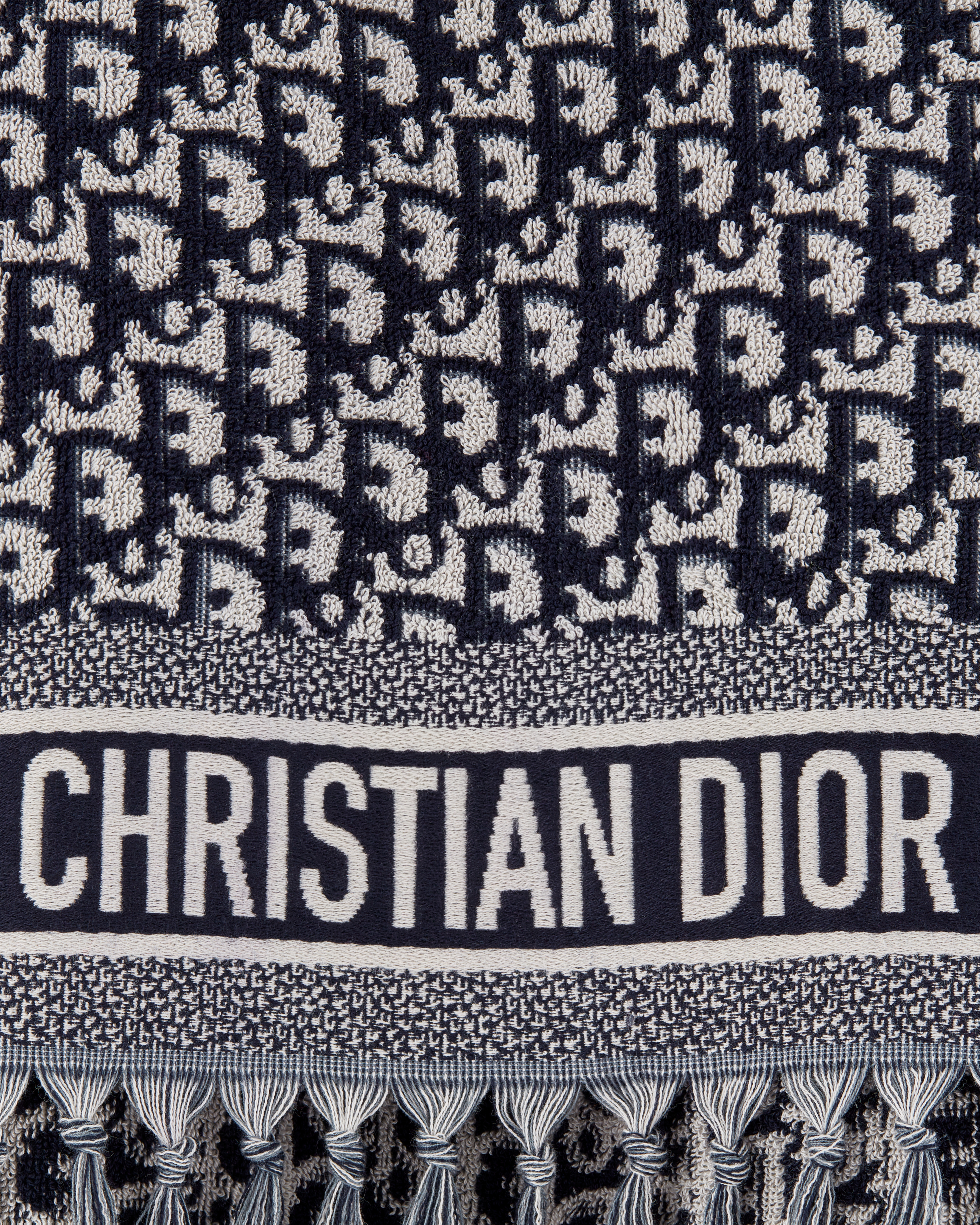 Dior Oblique Hooded Poncho Navy Blue Cotton E09