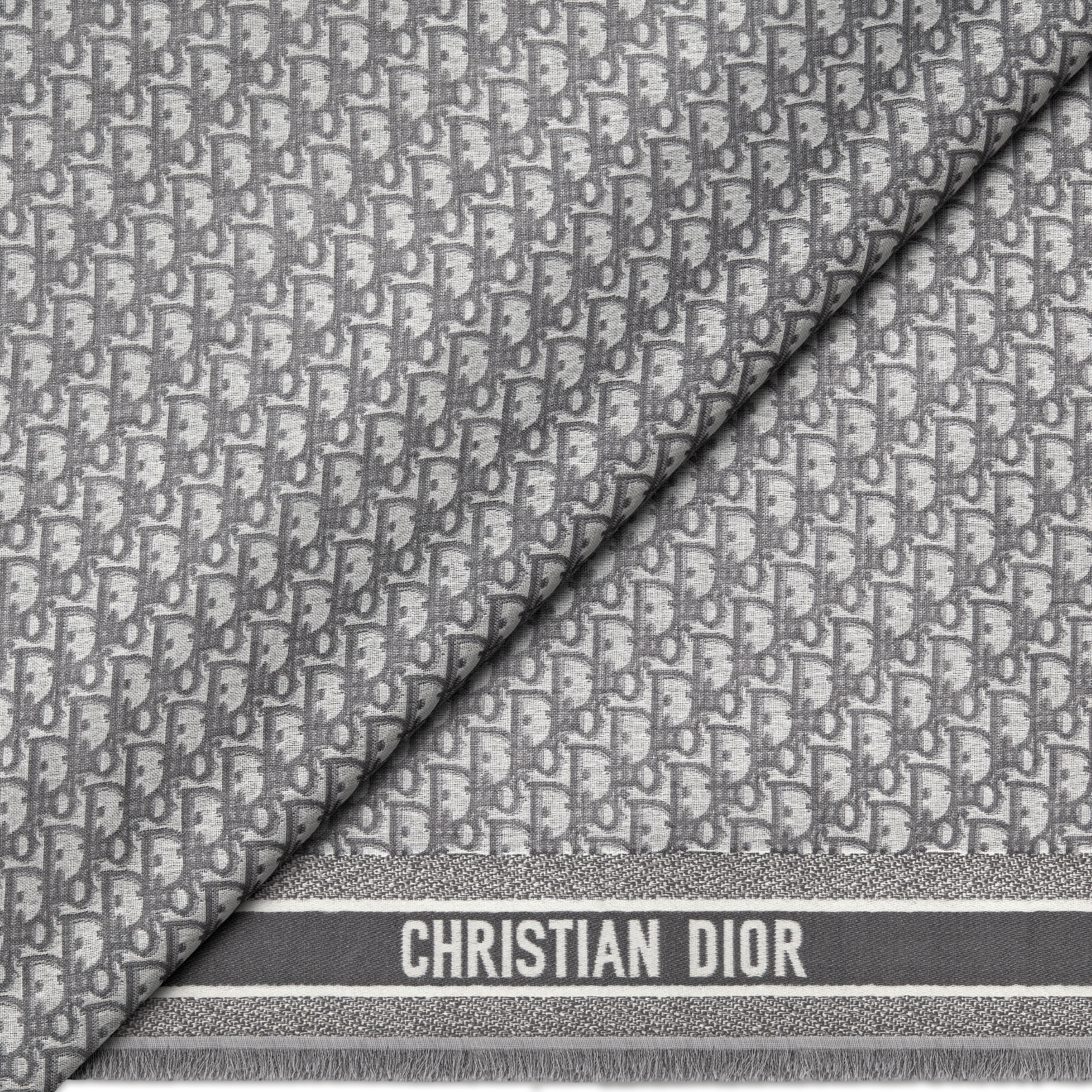 Dior Oblique Shawl Gray Wool, Silk and Cotton E09