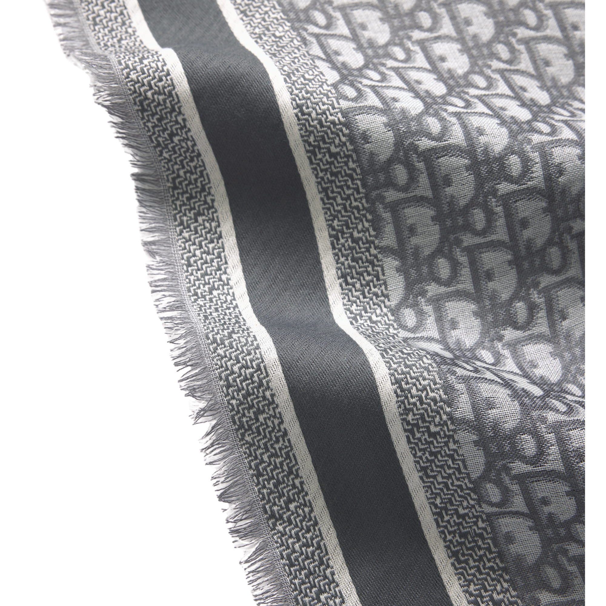Dior Oblique Shawl Gray Wool, Silk and Cotton E10