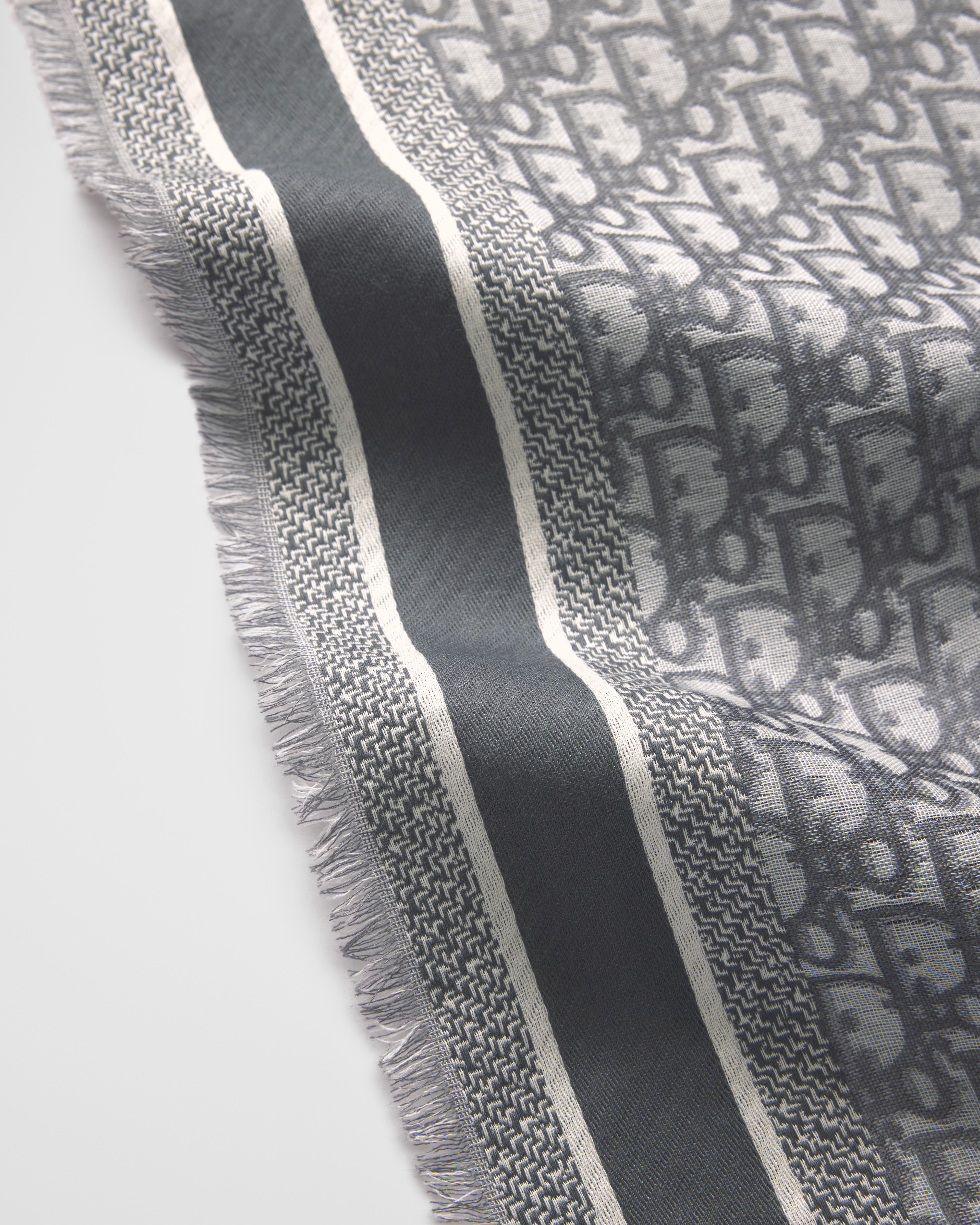 Dior Oblique Shawl Gray Wool, Silk and Cotton E10