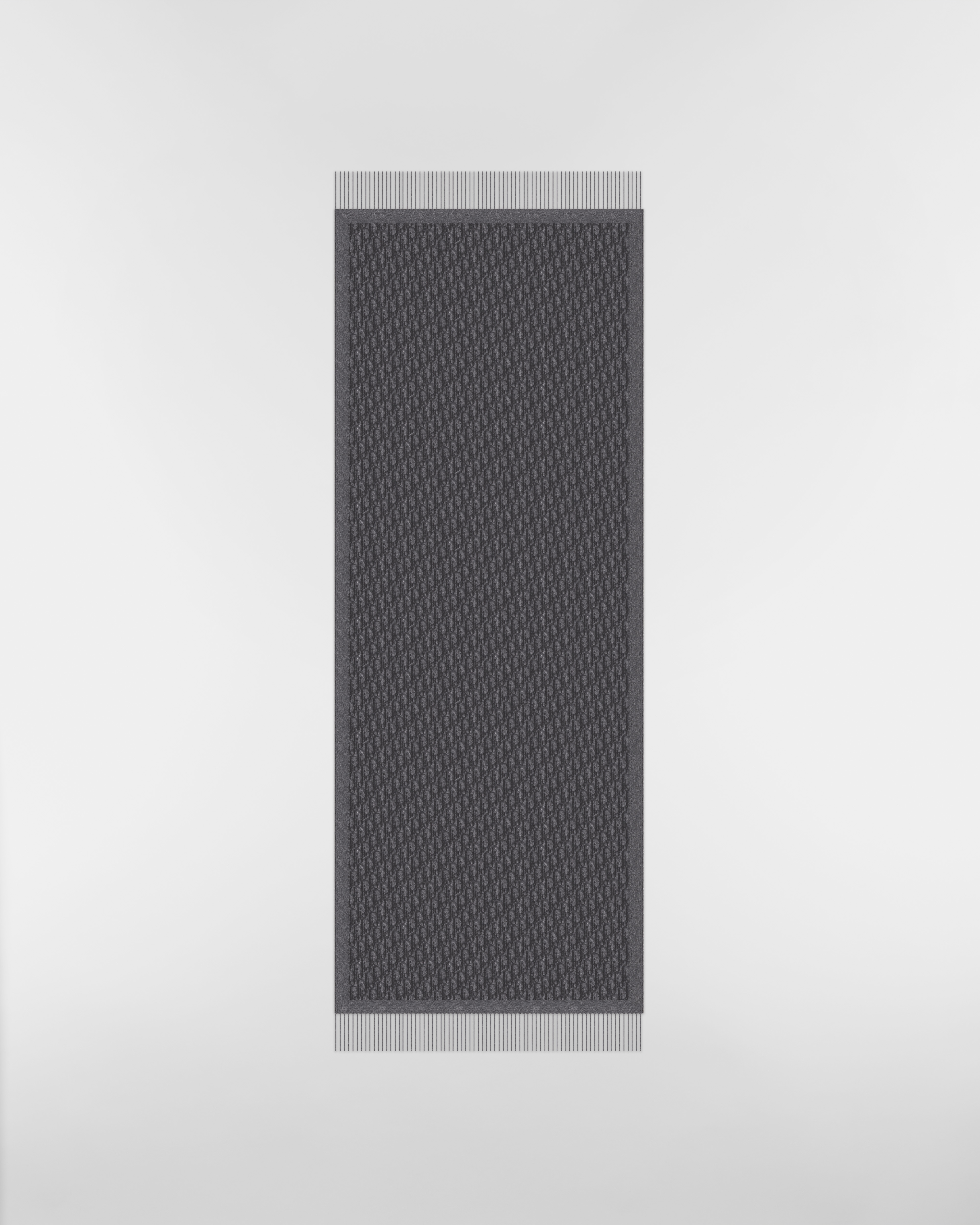 Sciarpa Dior Oblique Seta grigio intenso e nera E07