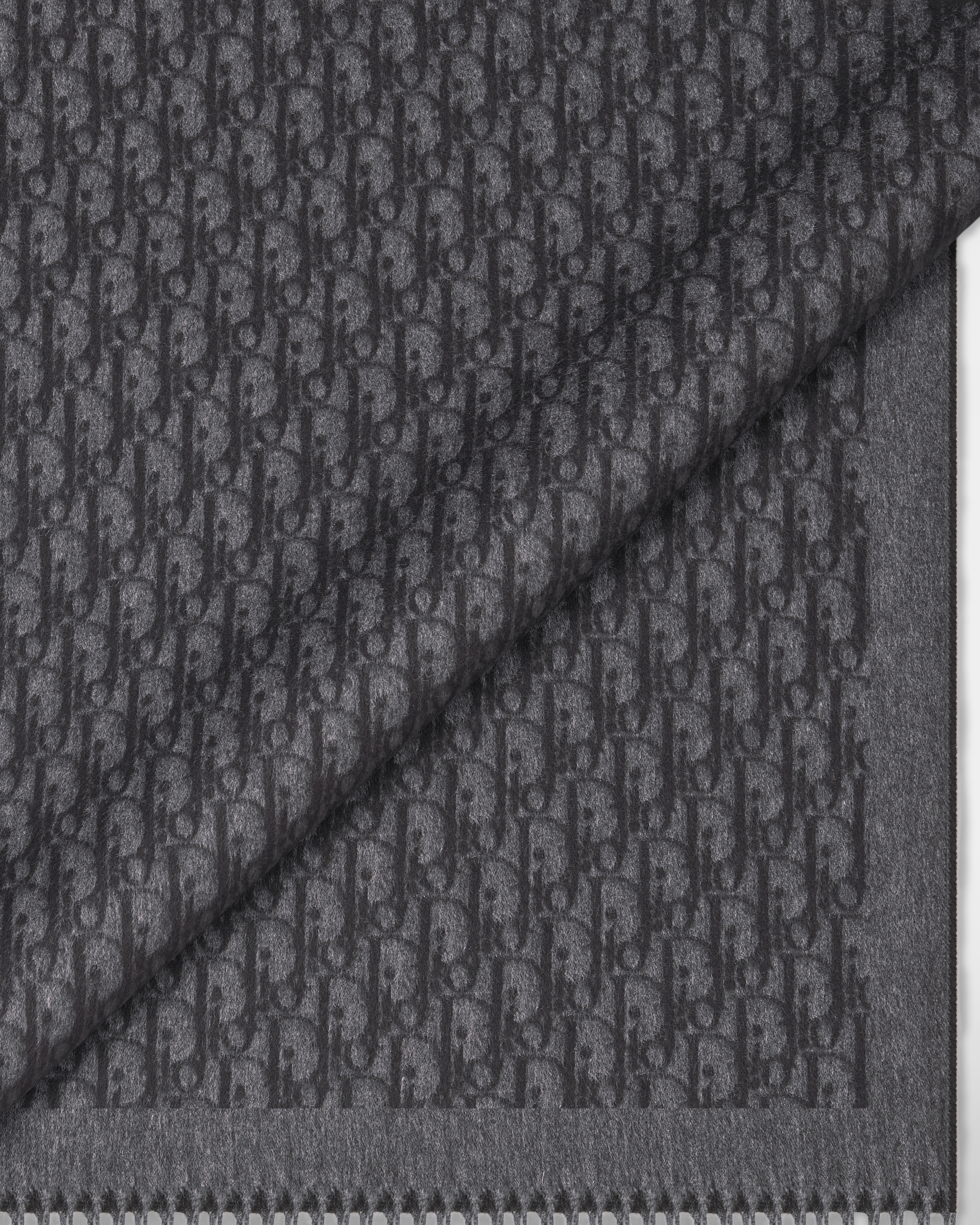 Sciarpa Dior Oblique Seta grigio intenso e nera E09