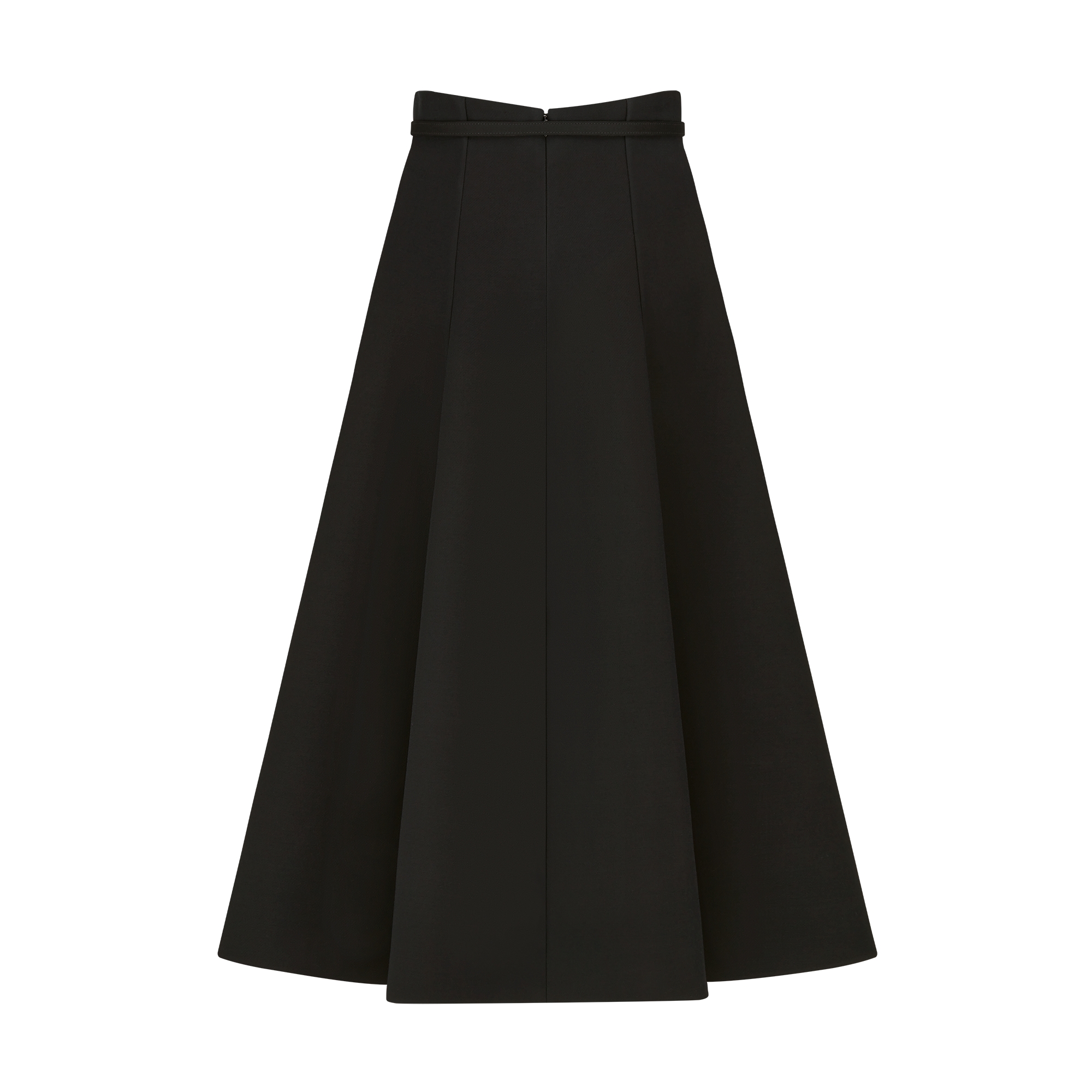 Mid-Length Skirt Black Wool and Silk E08