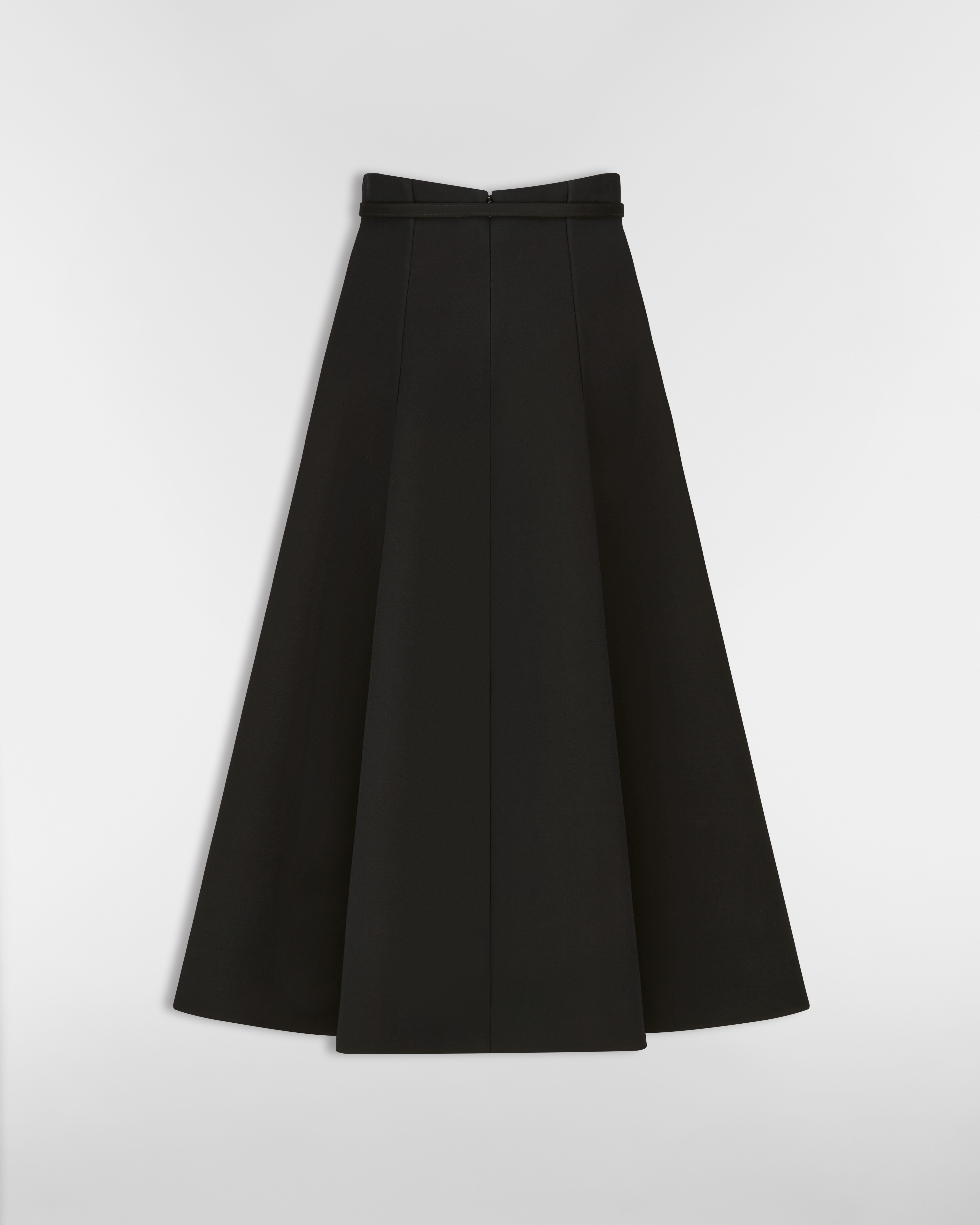 Jupe mi-longue Laine et soie noires E08