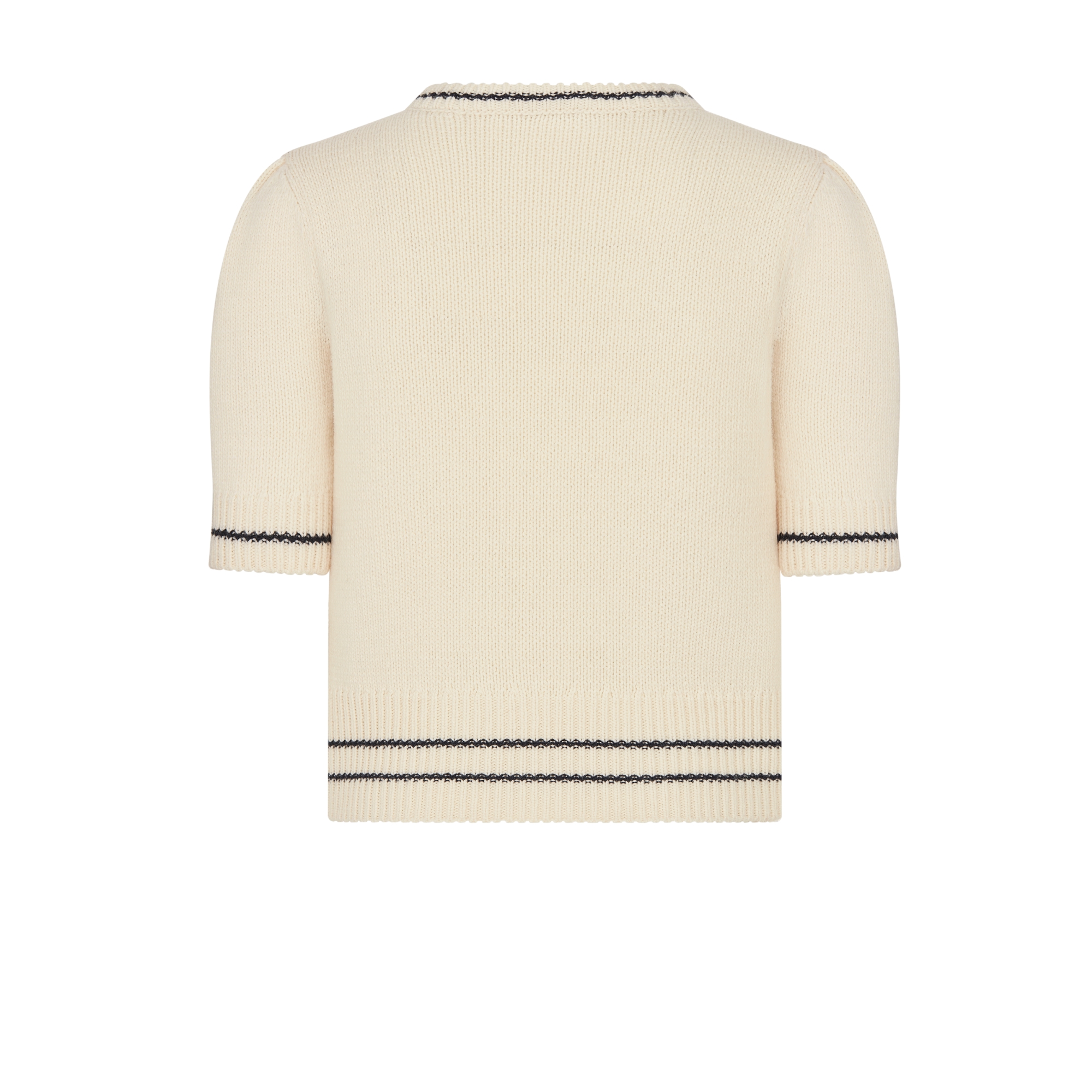 Trui met korte mouwen Gebreid van ecru wol en kasjmier E08