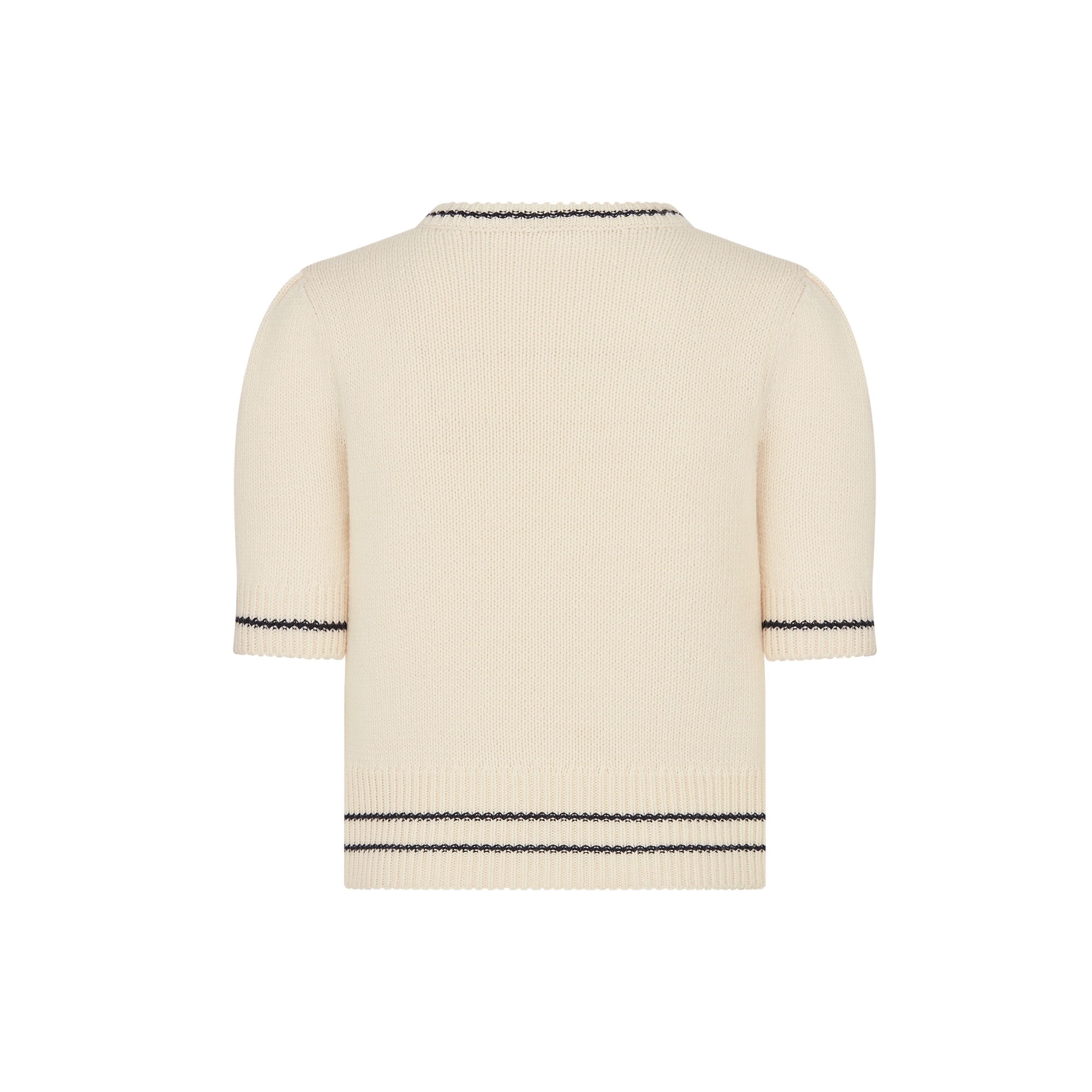 Short-Sleeved Sweater Ecru Wool and Cashmere Knit E08