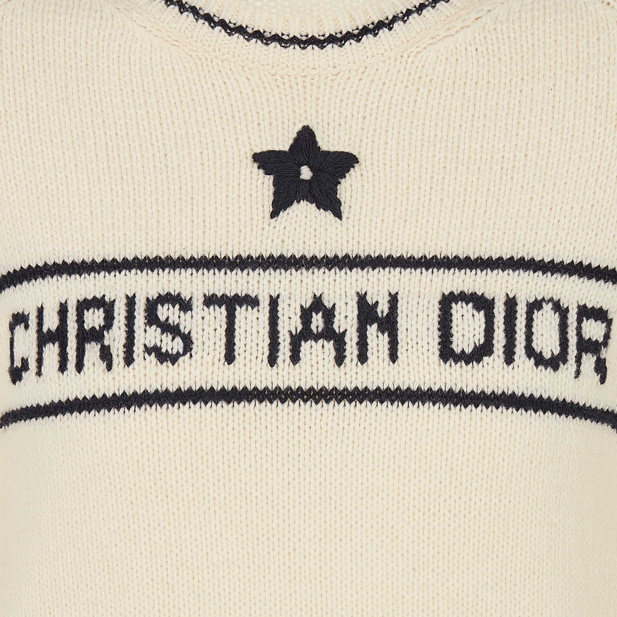 Trui met korte mouwen Gebreid van ecru wol en kasjmier E09