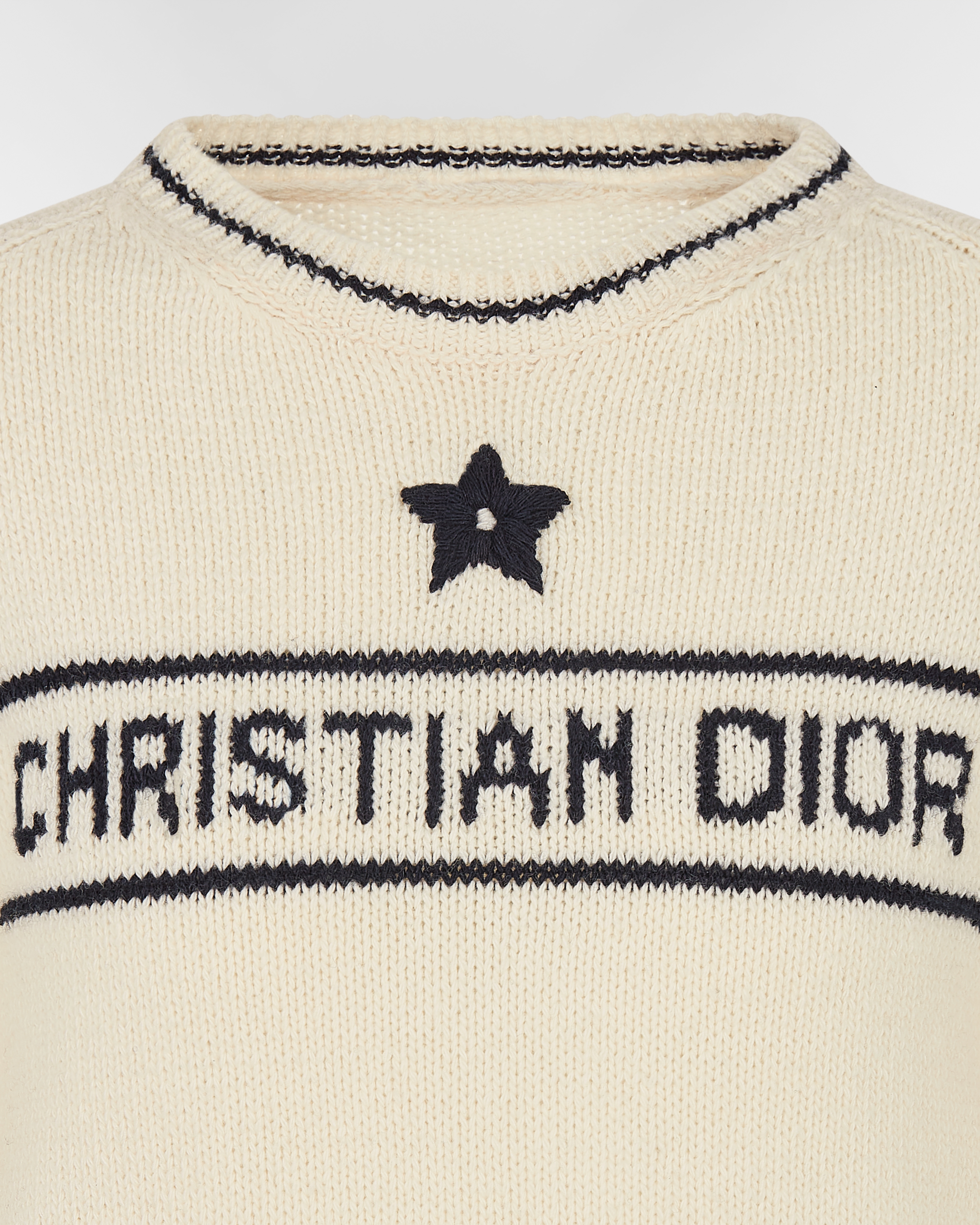 Short-Sleeved Sweater Ecru Wool and Cashmere Knit E09