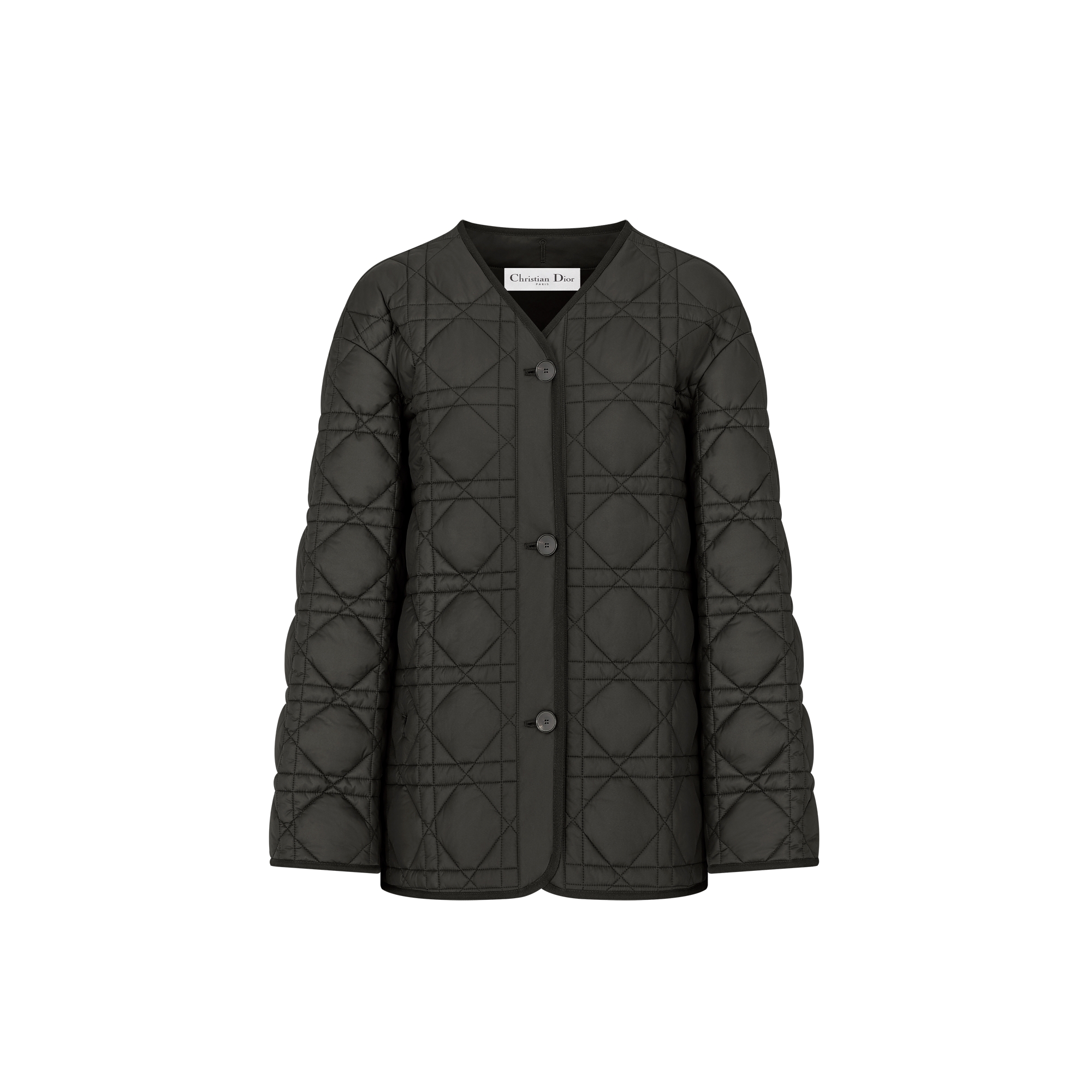 Macrocannage Jacket Black Quilted Technical Taffeta E01
