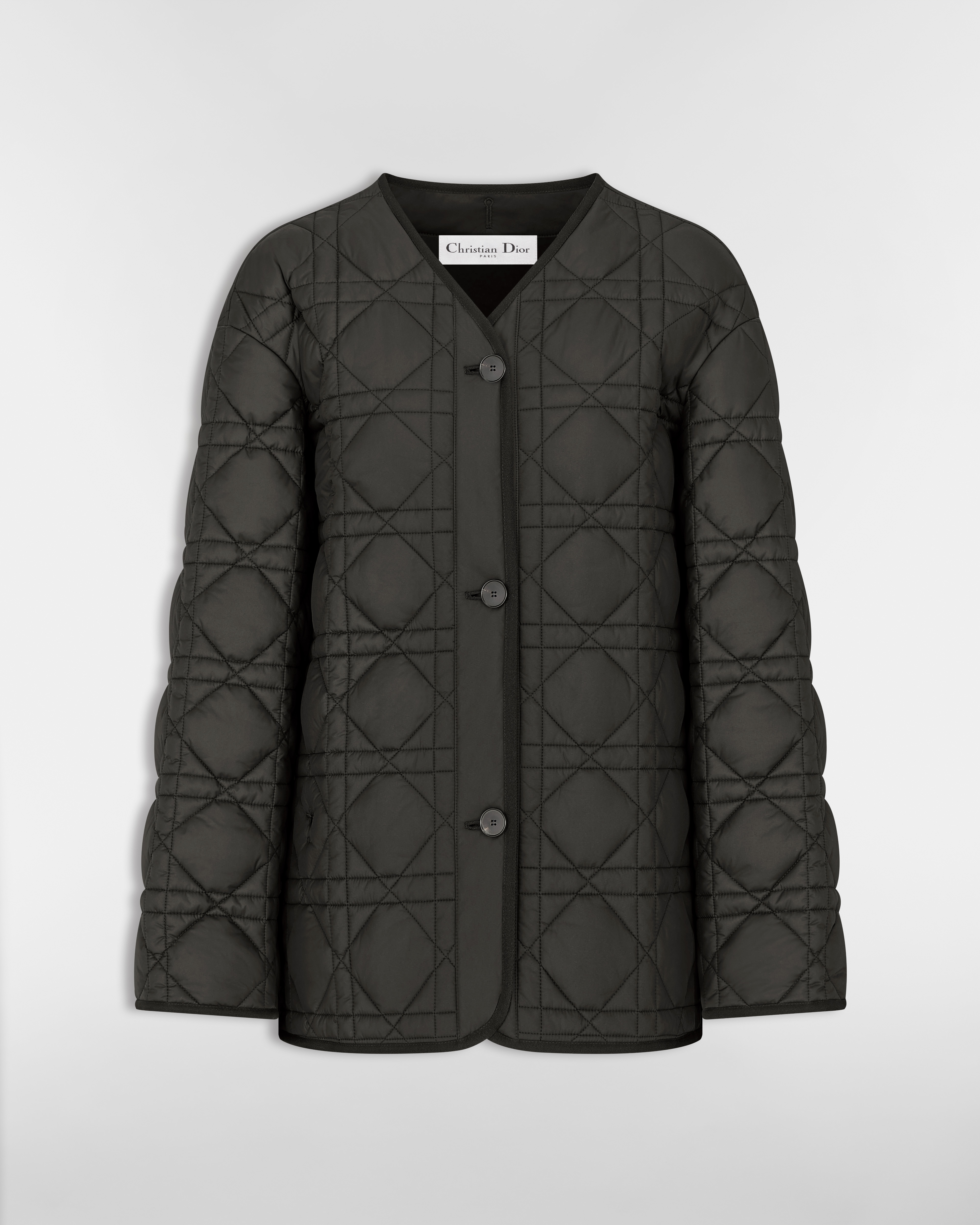 Macrocannage Jacket Black Quilted Technical Taffeta E01