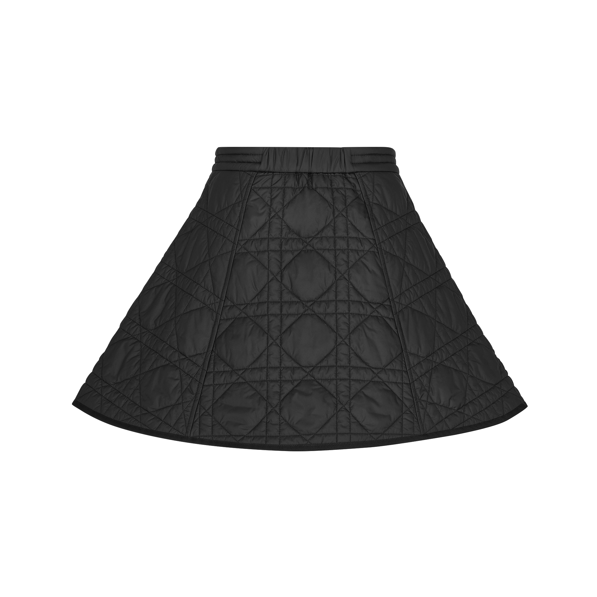 Macrocannage Miniskirt Black Quilted Technical Taffeta E08