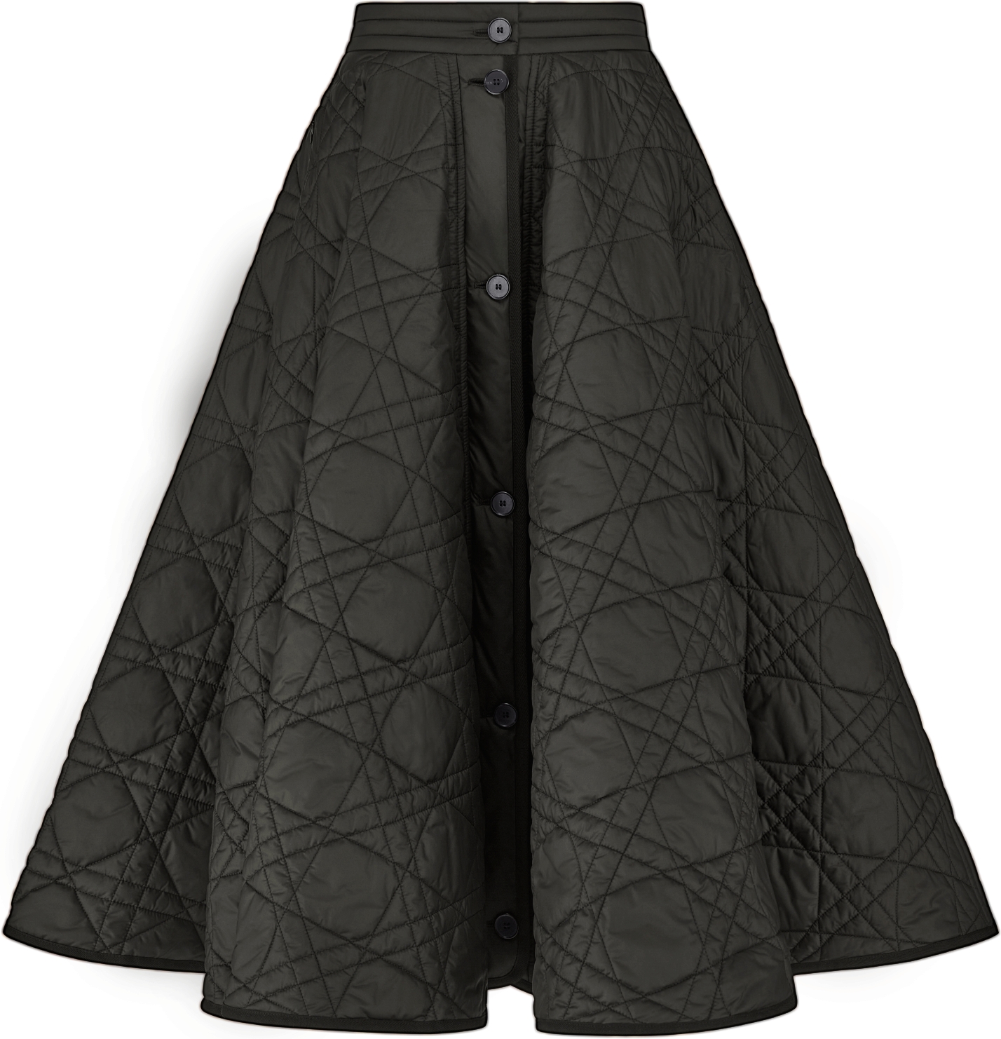 Macrocannage Mid Length Skirt Black Quilted Technical Taffeta DIOR