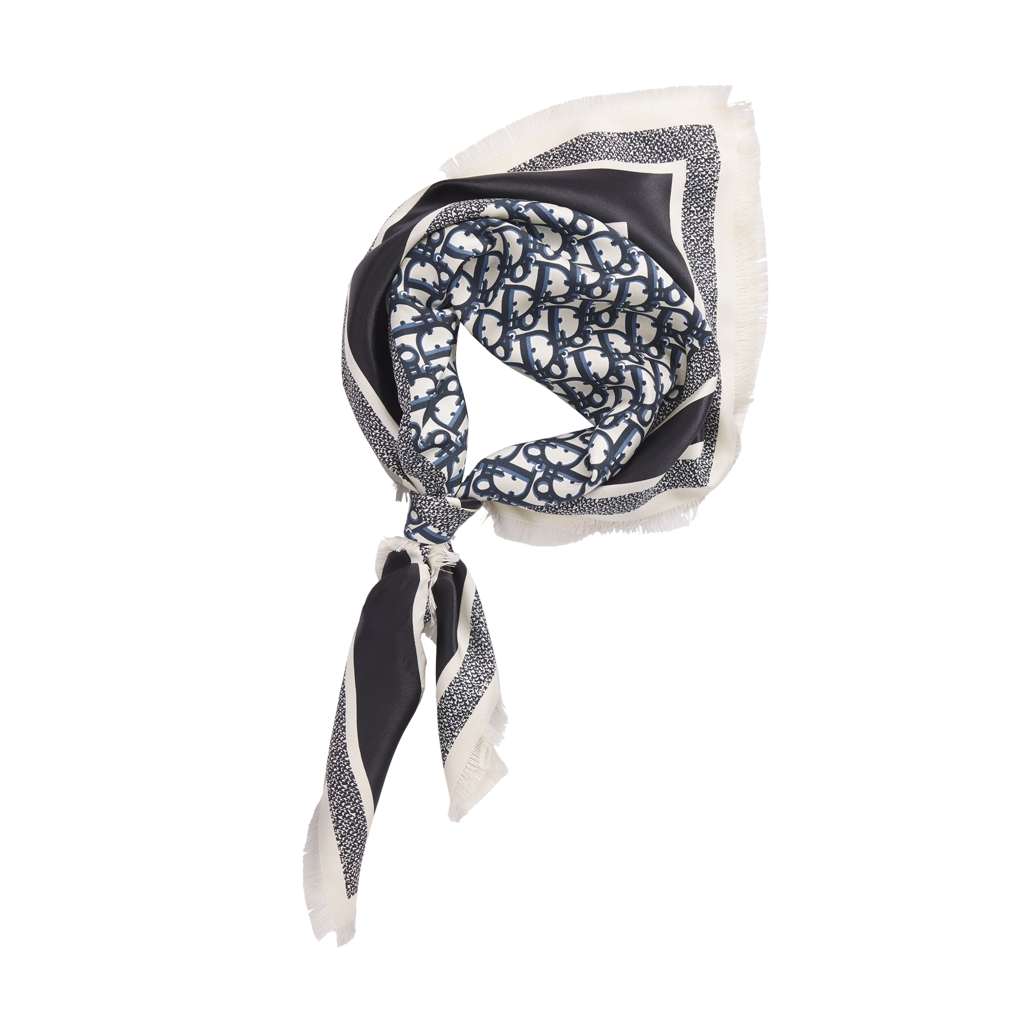 Dior Oblique Diortwin 70 Square Scarf Navy Blue Silk Twill E11