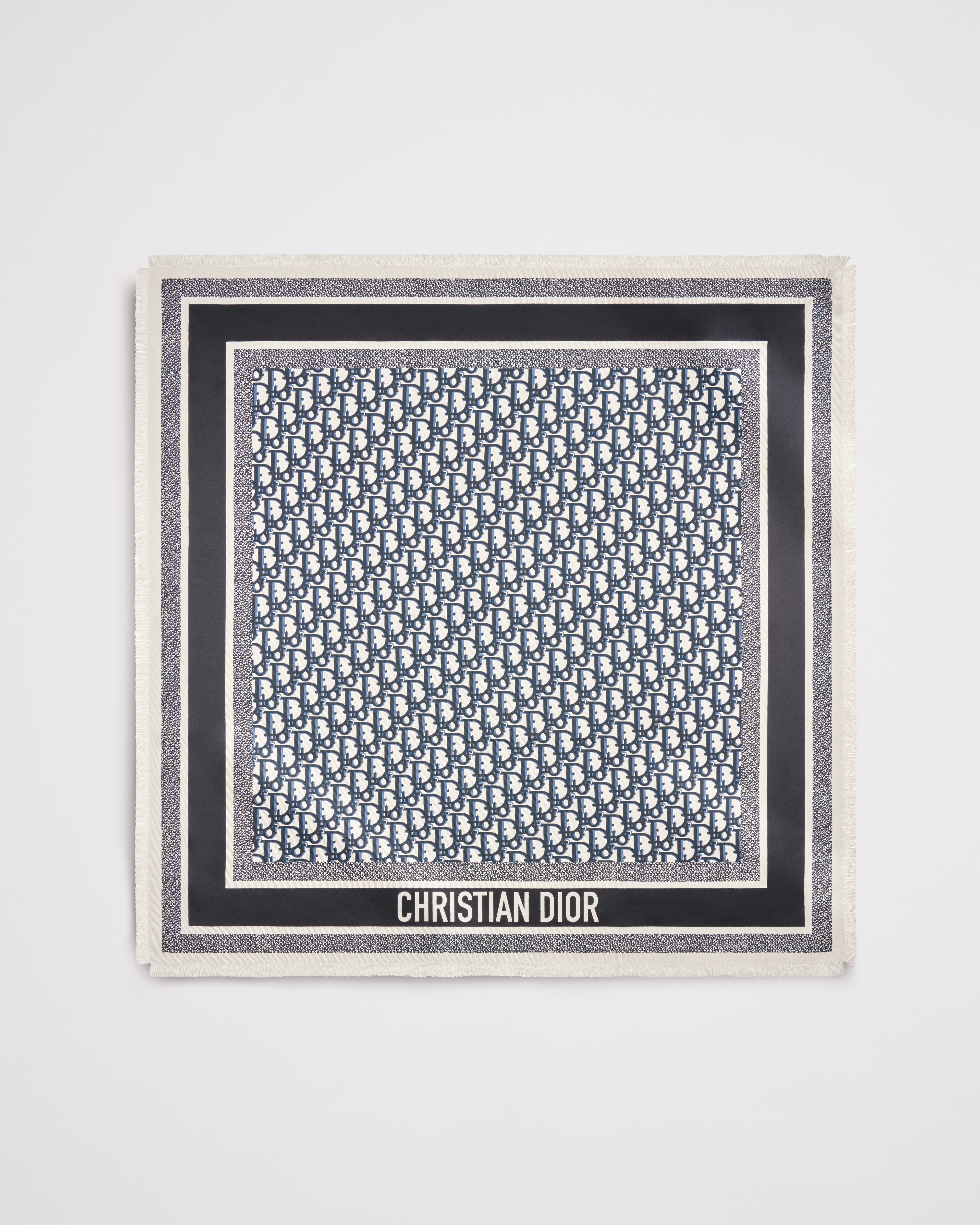 Dior Oblique Diortwin 70 Square Scarf Navy Blue Silk Twill E01