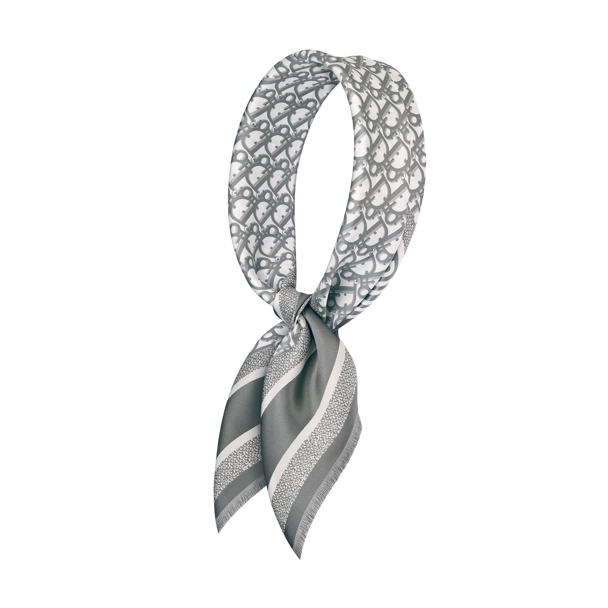 Dior Oblique Diortwin 70 Square Scarf Gray Silk Twill E03