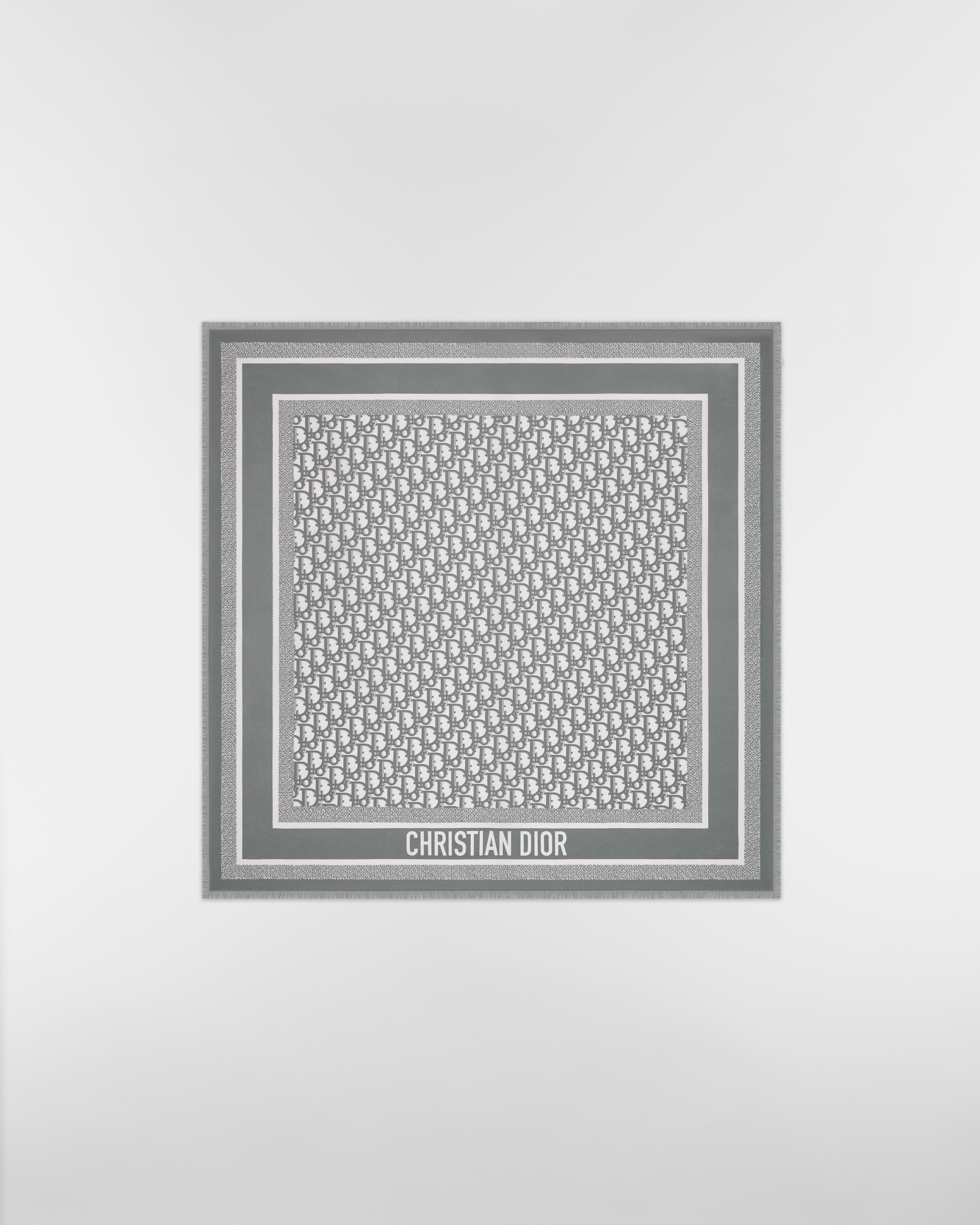 Diortwin Dior Oblique 70 스퀘어 스카프 그레이 실크 트윌 E01