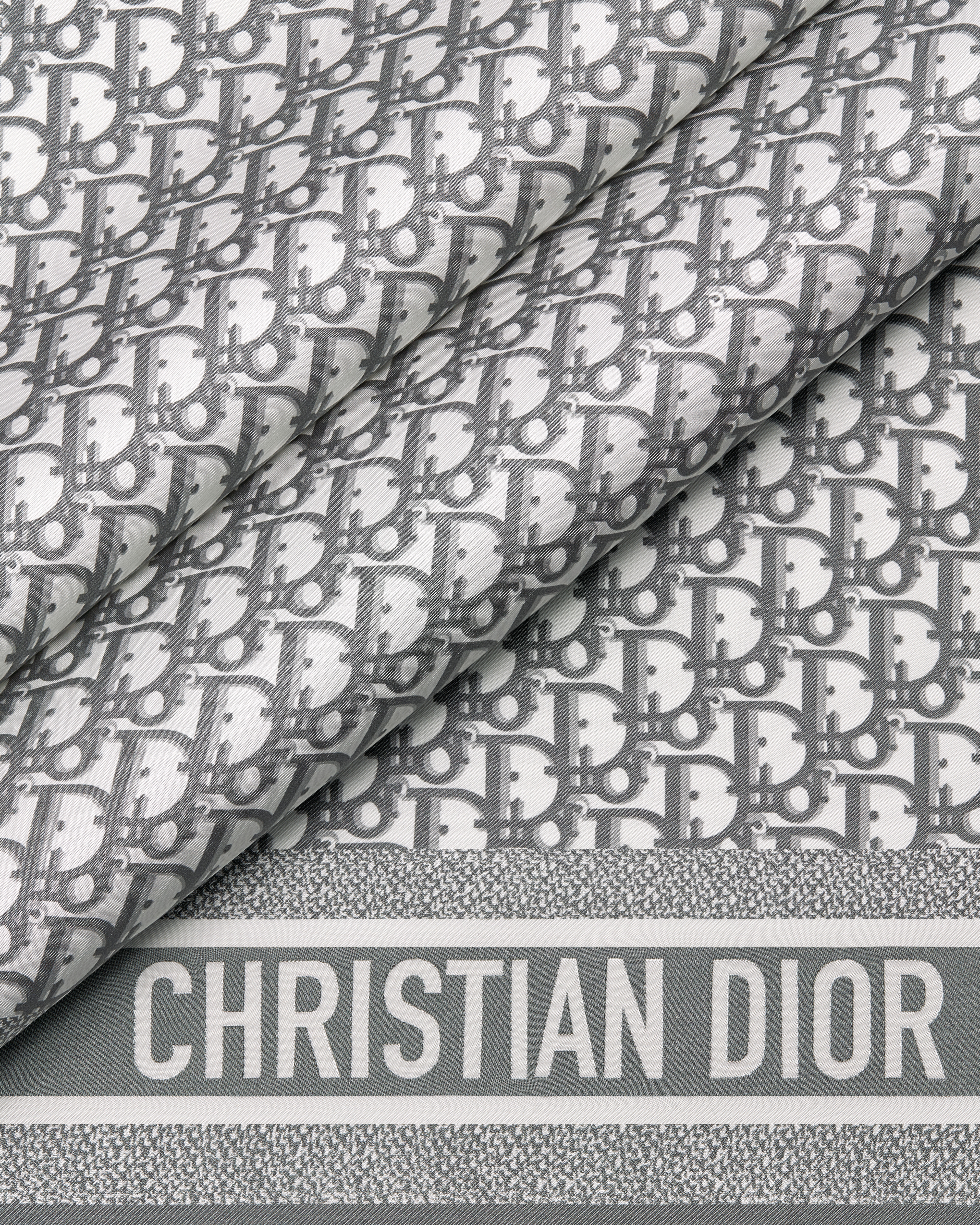 Lenço Dior Oblique Diortwin 70 Twill de seda cinza E09