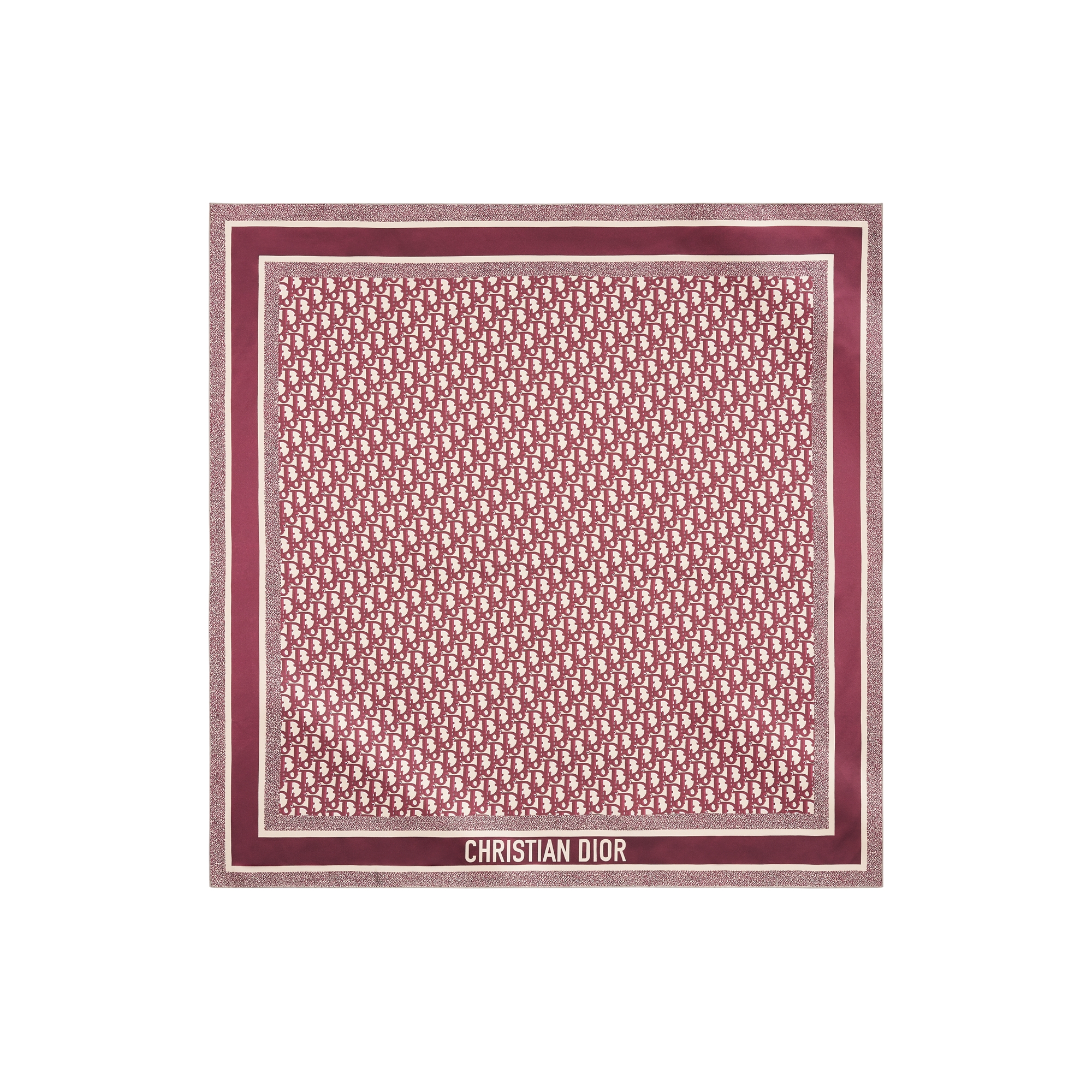 Dior Oblique Diortwin 90 Square Scarf Burgundy and Navy Blue Silk Twill E01