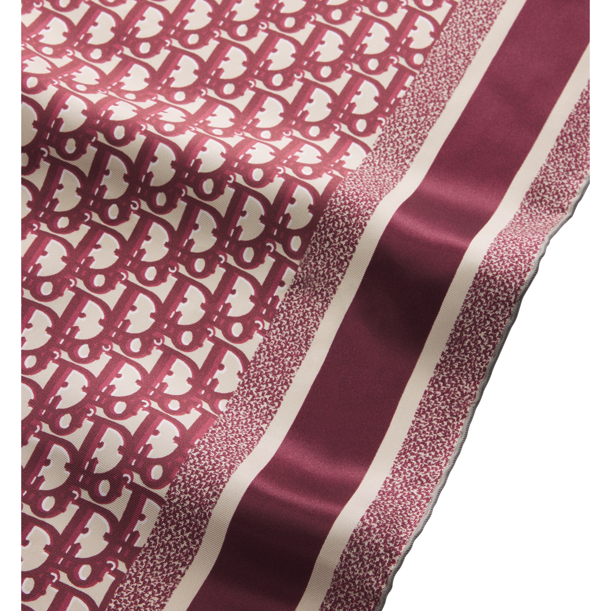 Dior Oblique Diortwin 90 Square Scarf Burgundy and Navy Blue Silk Twill E10