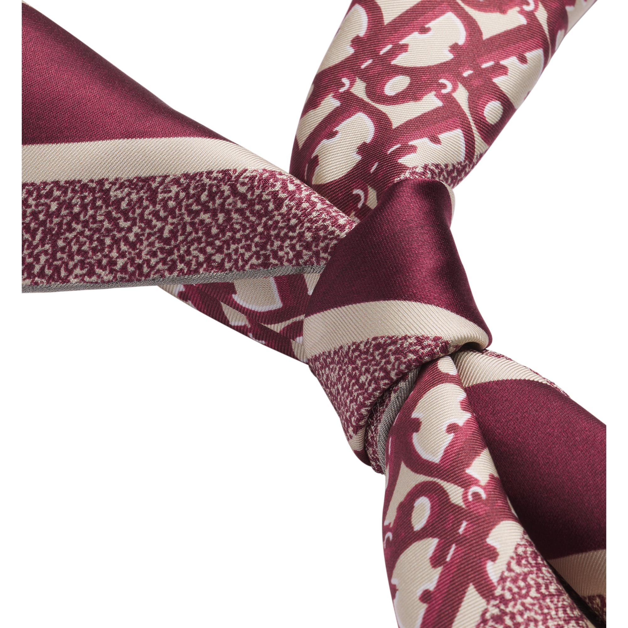 Dior Oblique Diortwin 90 Square Scarf Burgundy and Navy Blue Silk Twill E12