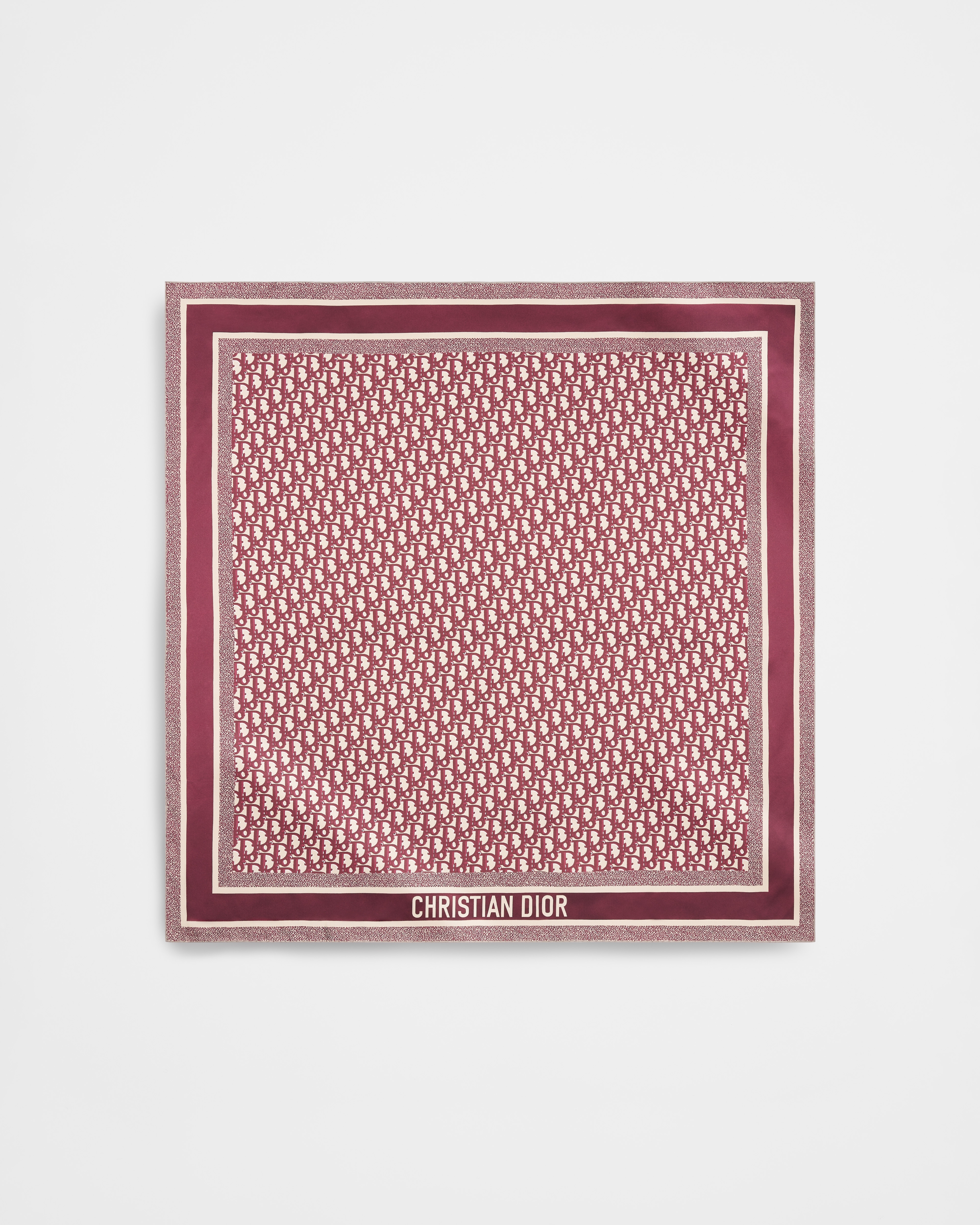 Diortwin Dior Oblique 90 스퀘어 스카프 버건디 & 네이비 블루 실크 트윌 E01