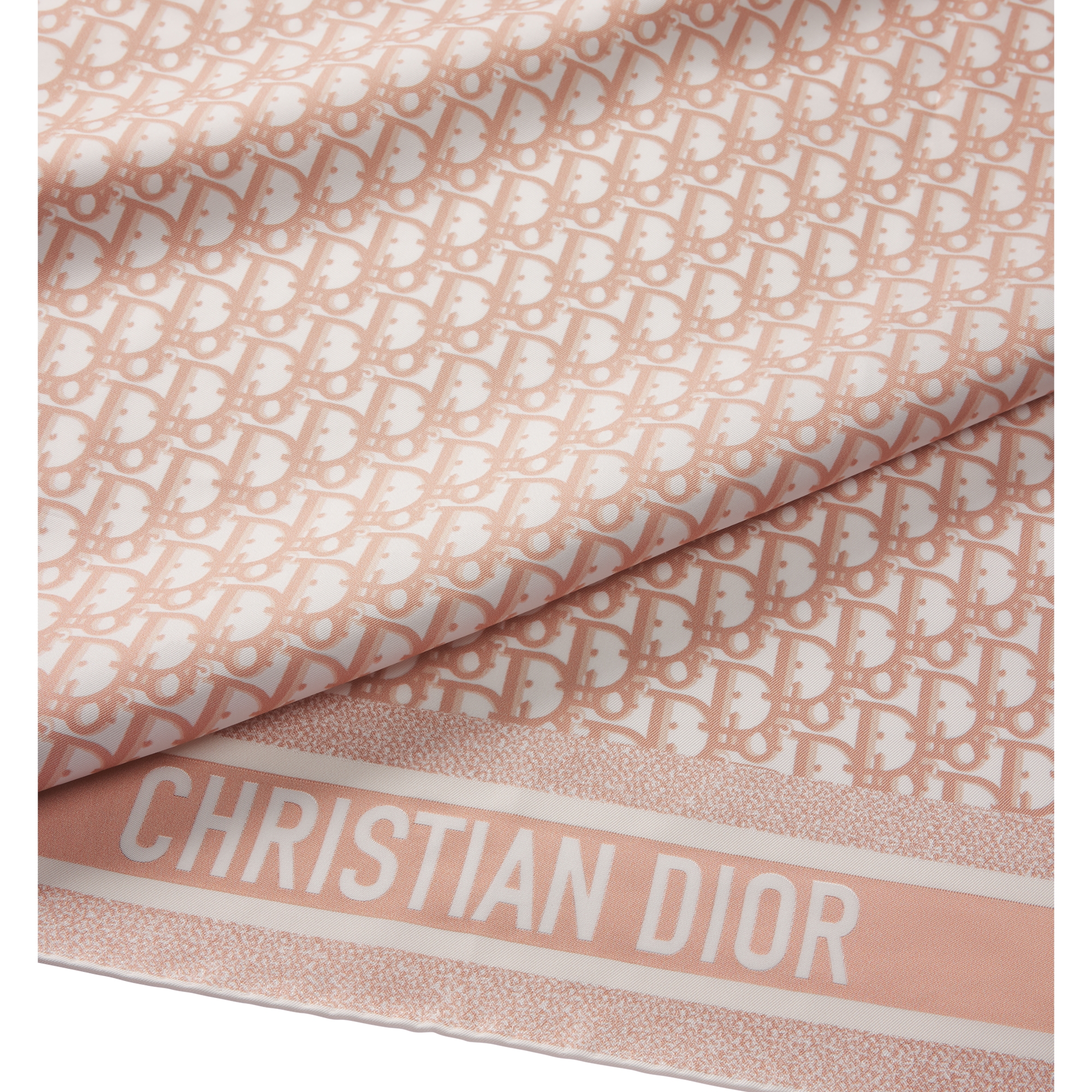 Dior Oblique Diortwin 90 Square Scarf Rose des Vents and Gray Silk Twill E09