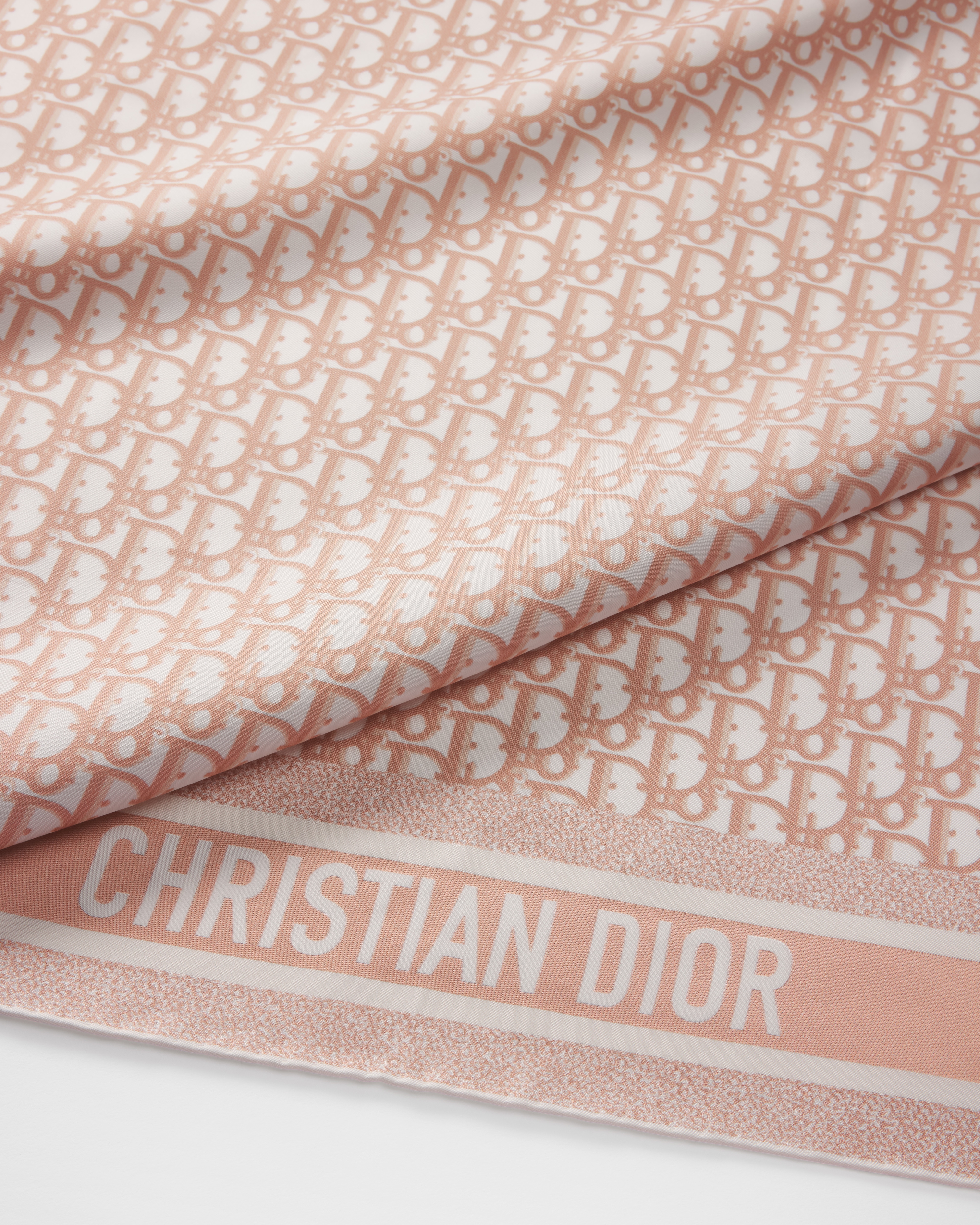 Foulard quadrato Diortwin Dior Oblique 90 Twill di seta Rose des Vents e grigio E09
