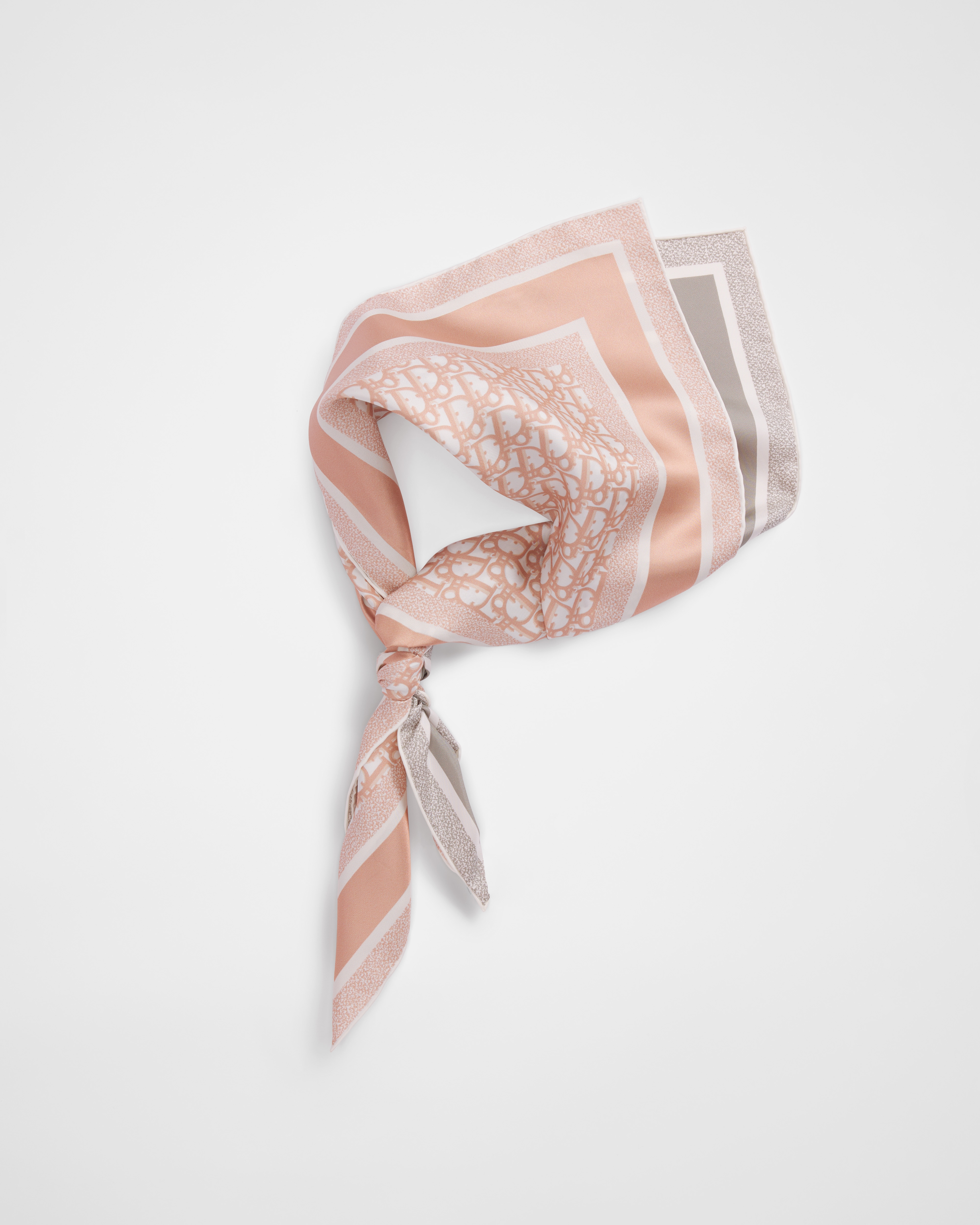 Foulard quadrato Diortwin Dior Oblique 90 Twill di seta Rose des Vents e grigio E11