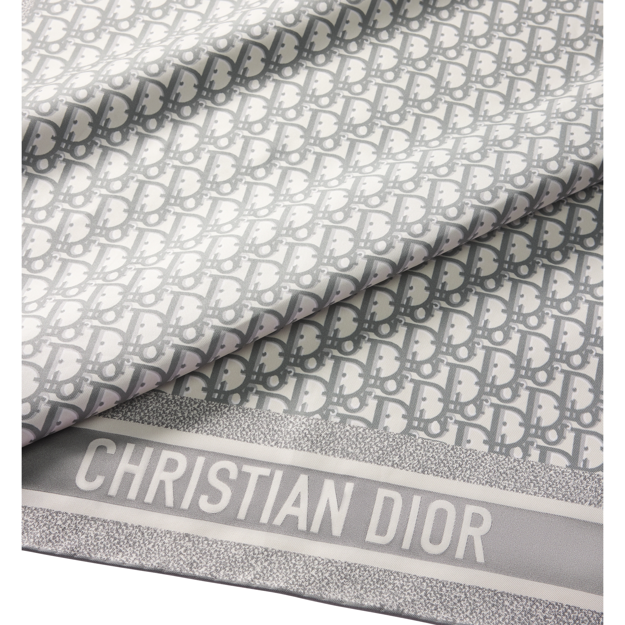 Dior Oblique Diortwin 90 Square Scarf Gray and Navy Blue Silk Twill E09