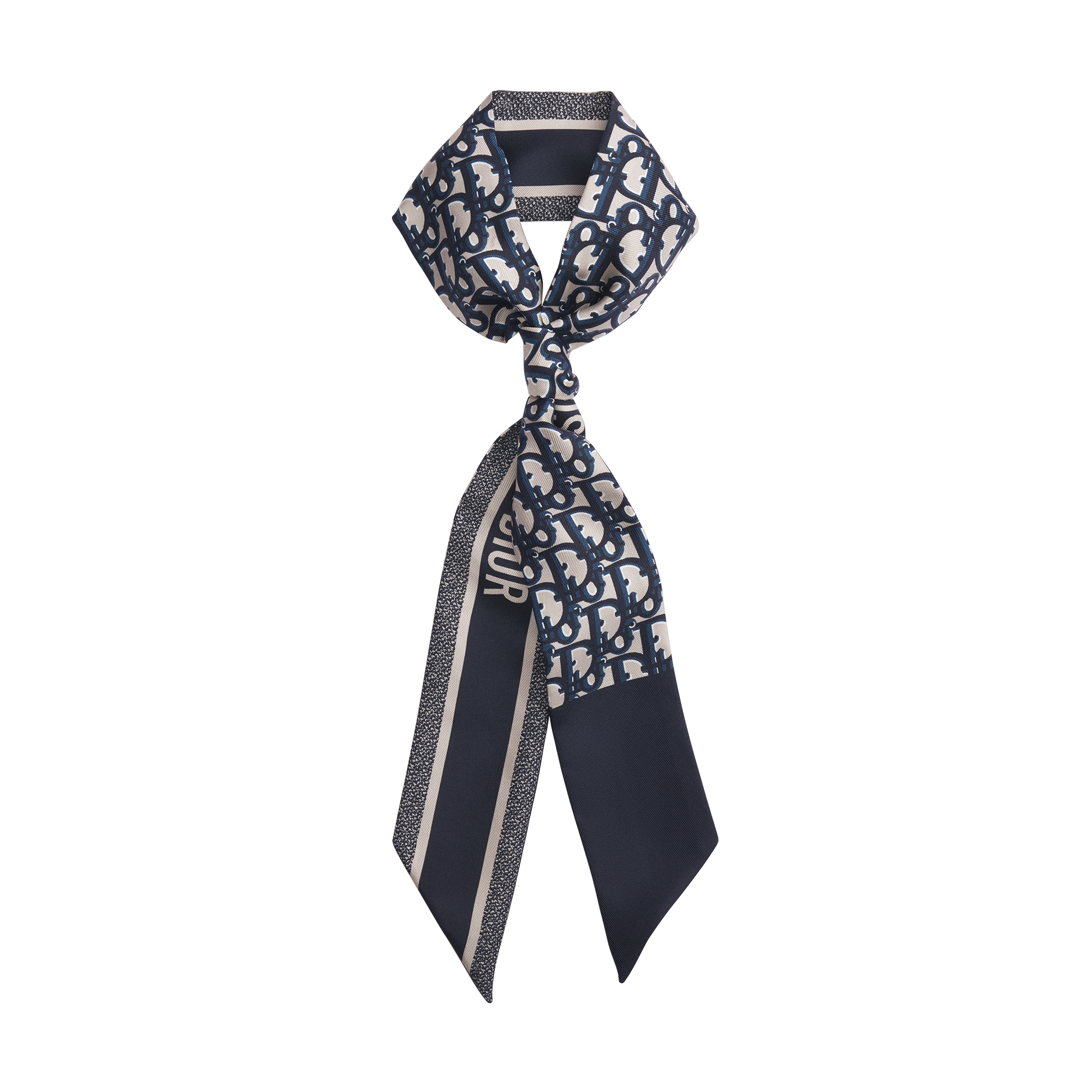 Dior Oblique Mitzah Scarf Navy Blue Silk Twill E11