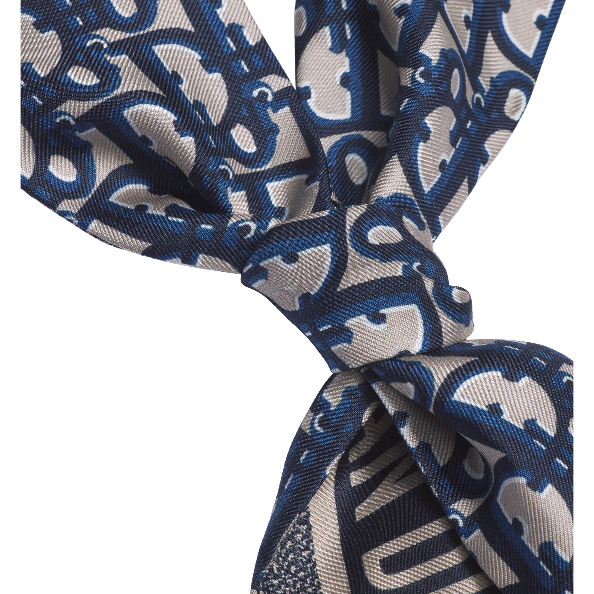 Dior Oblique Mitzah Scarf Navy Blue Silk Twill E12