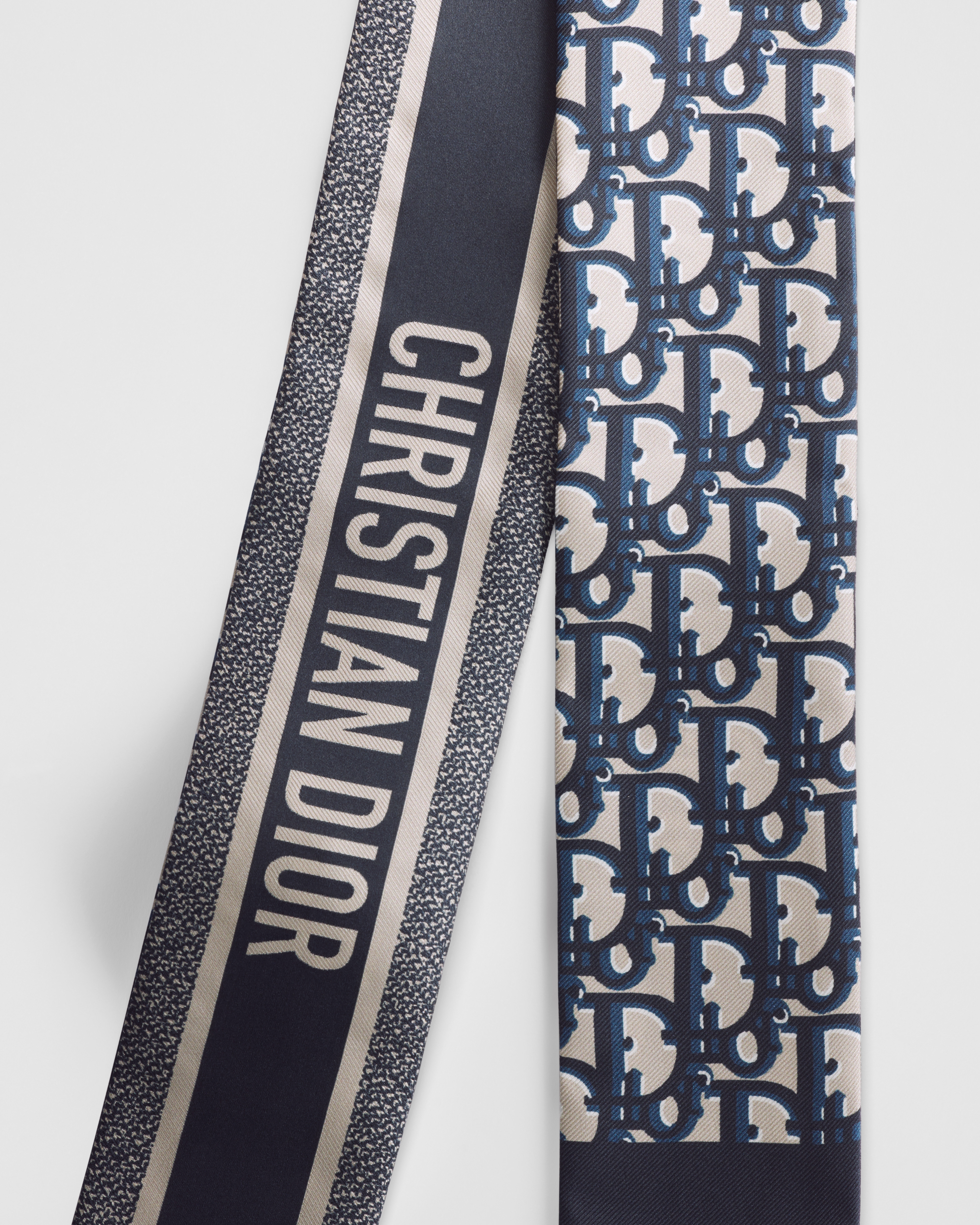 Dior Oblique Mitzah Scarf Navy Blue Silk Twill E09