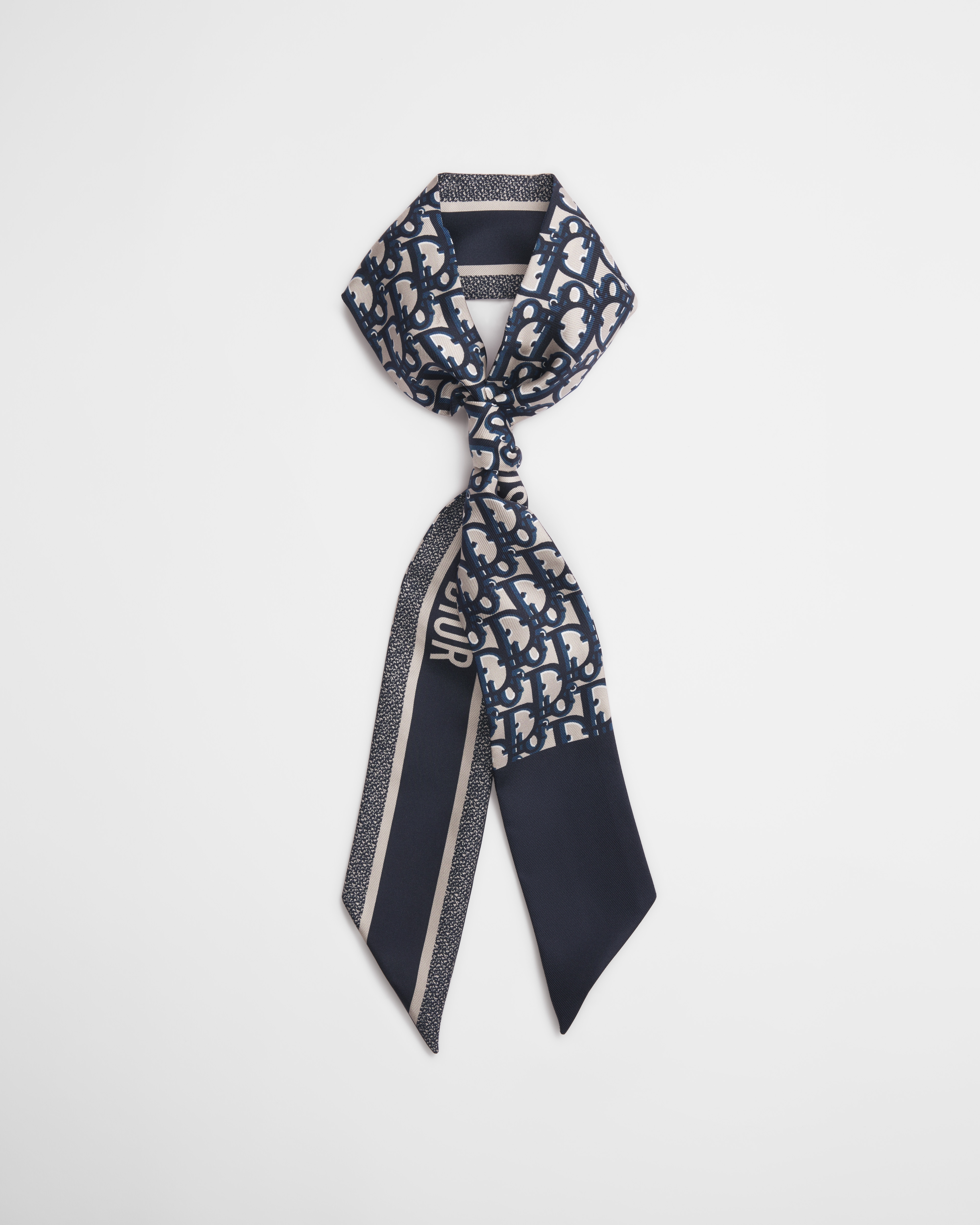 Dior Oblique Mitzah Scarf Navy Blue Silk Twill E11