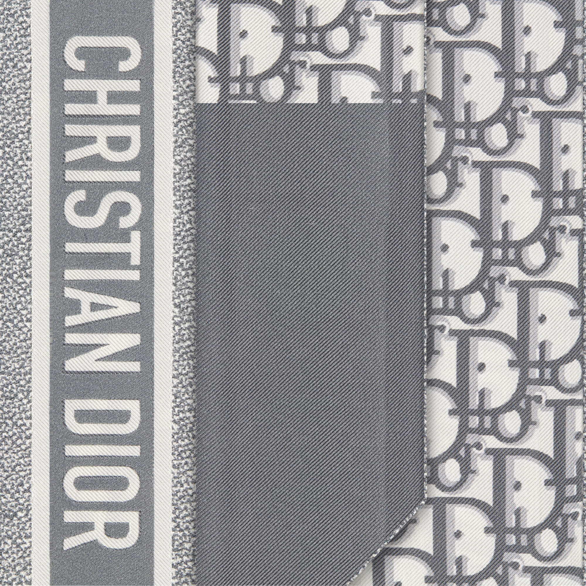 Dior Oblique Mitzah Scarf Gray Silk Twill E09