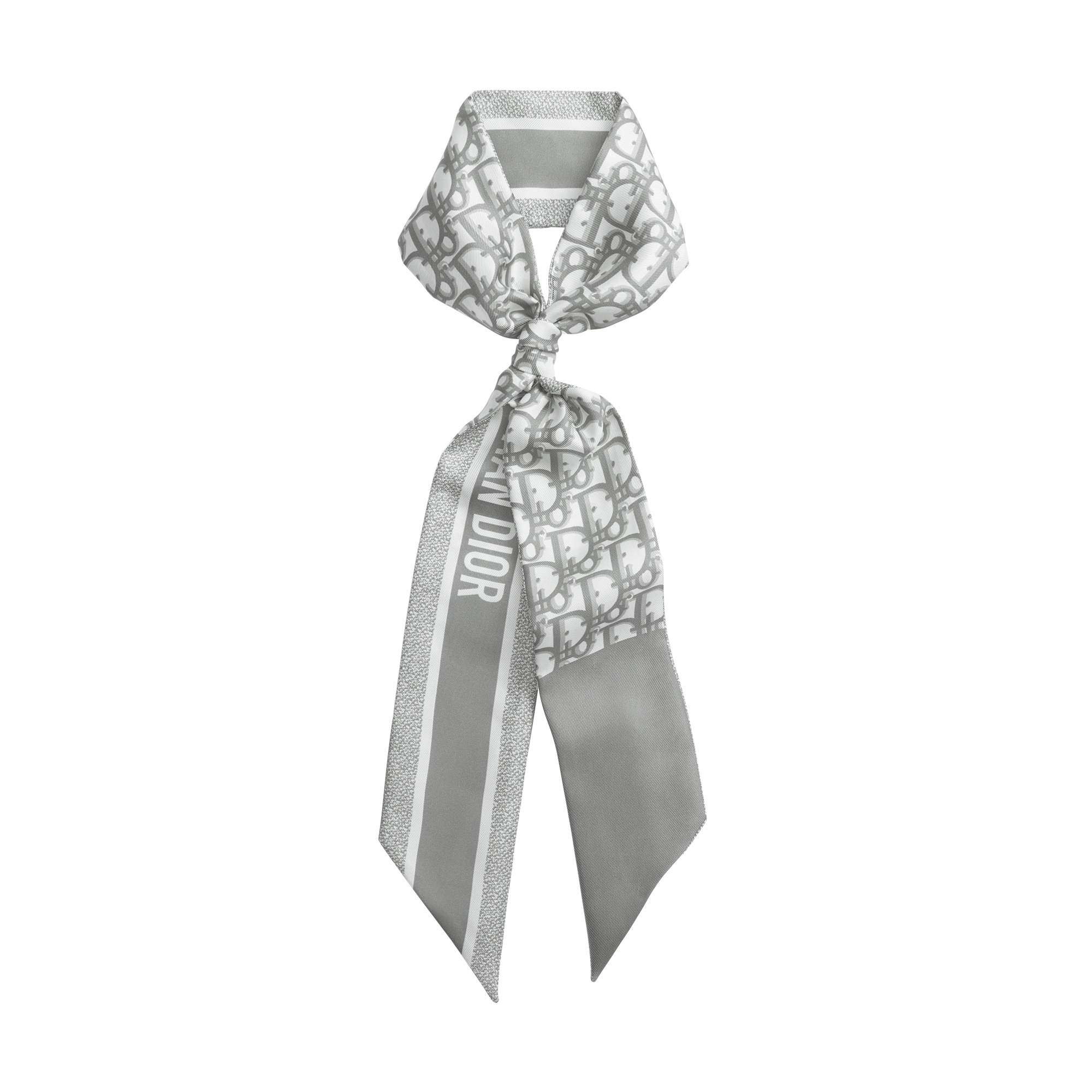 Dior Oblique Mitzah Scarf Gray Silk Twill E11