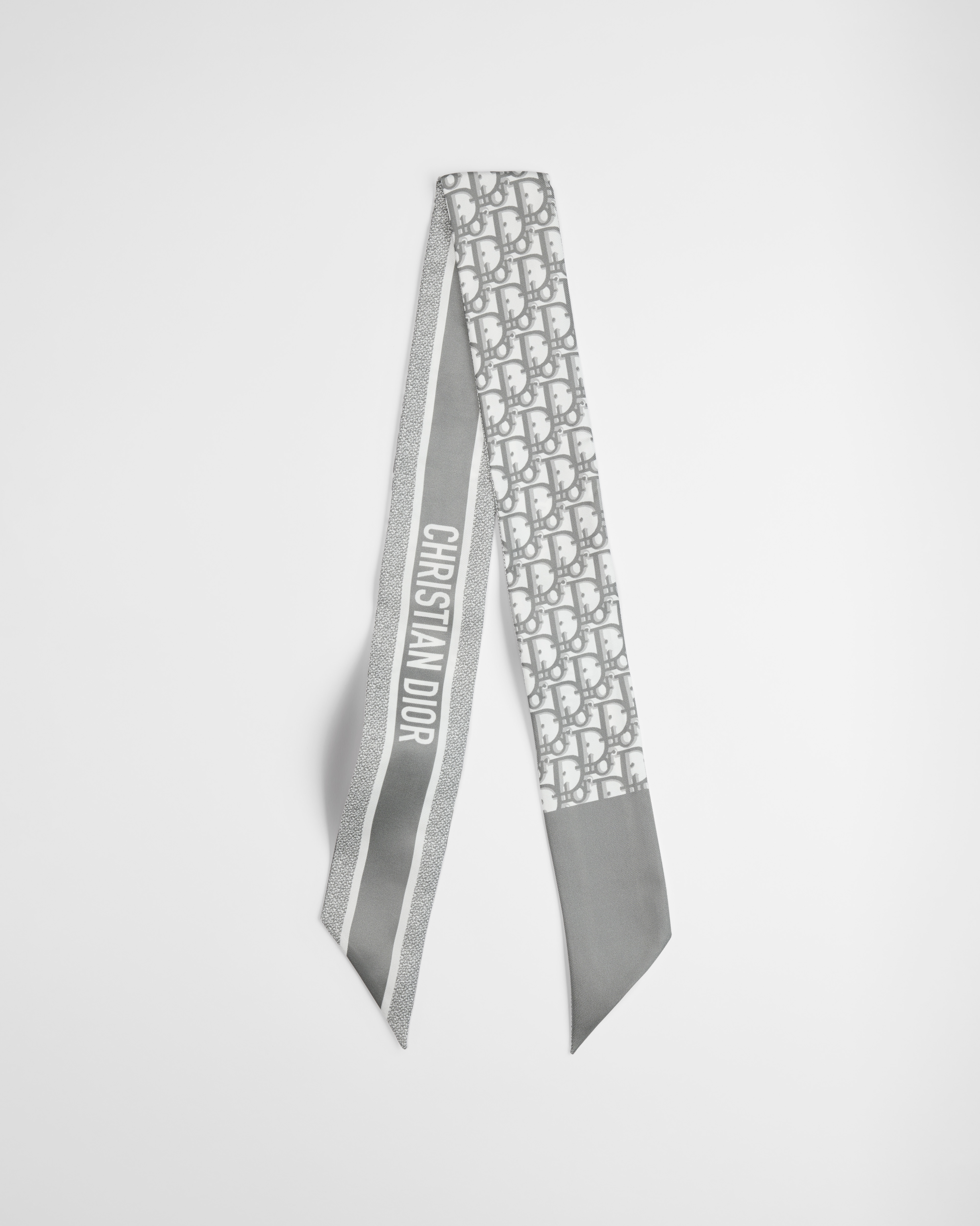 Dior Oblique Mitzah Scarf Gray Silk Twill E01