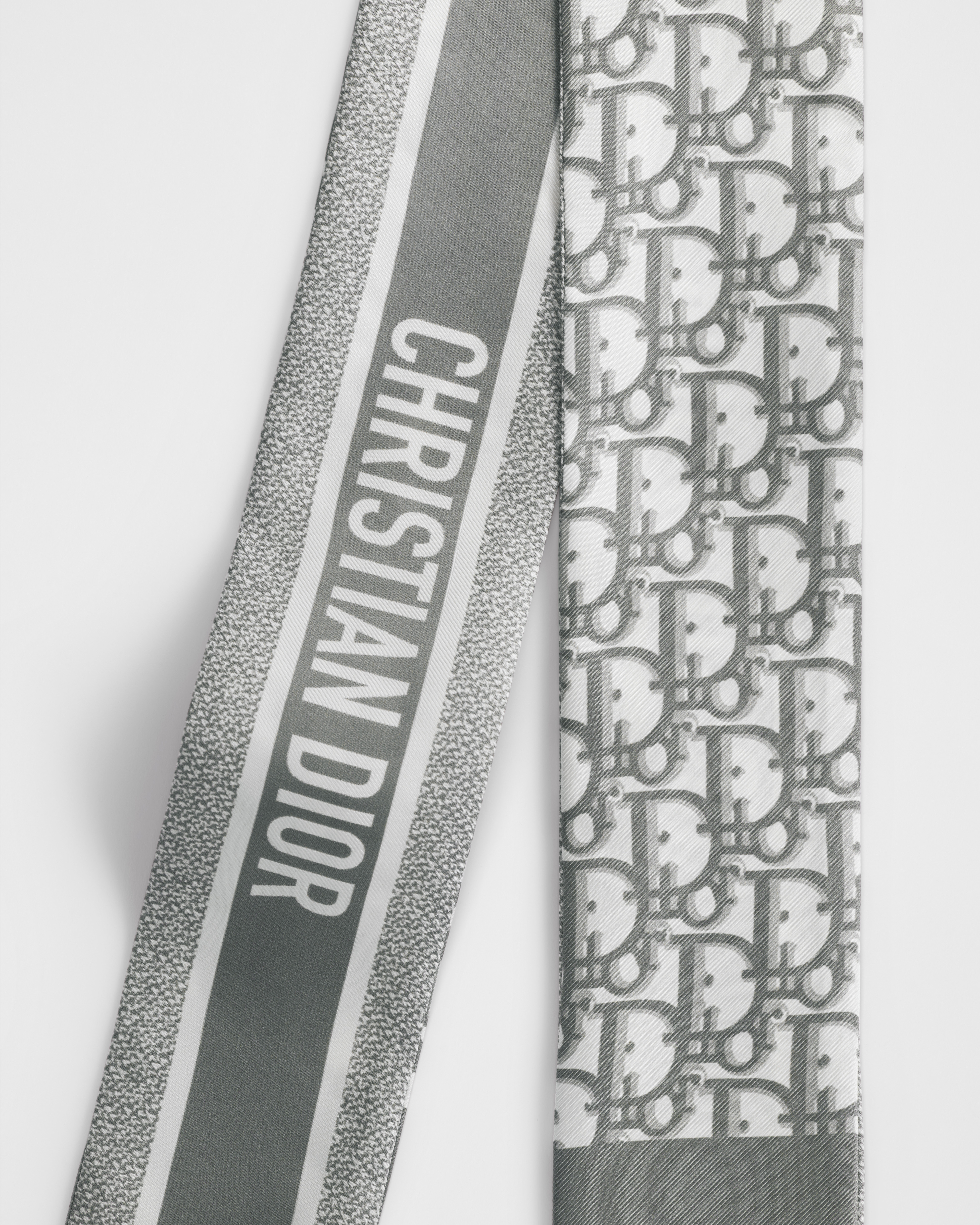 Dior Oblique Mitzah Scarf Gray Silk Twill E09